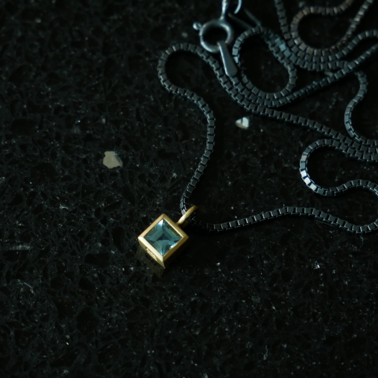 gold aquamarine tiny pendant
