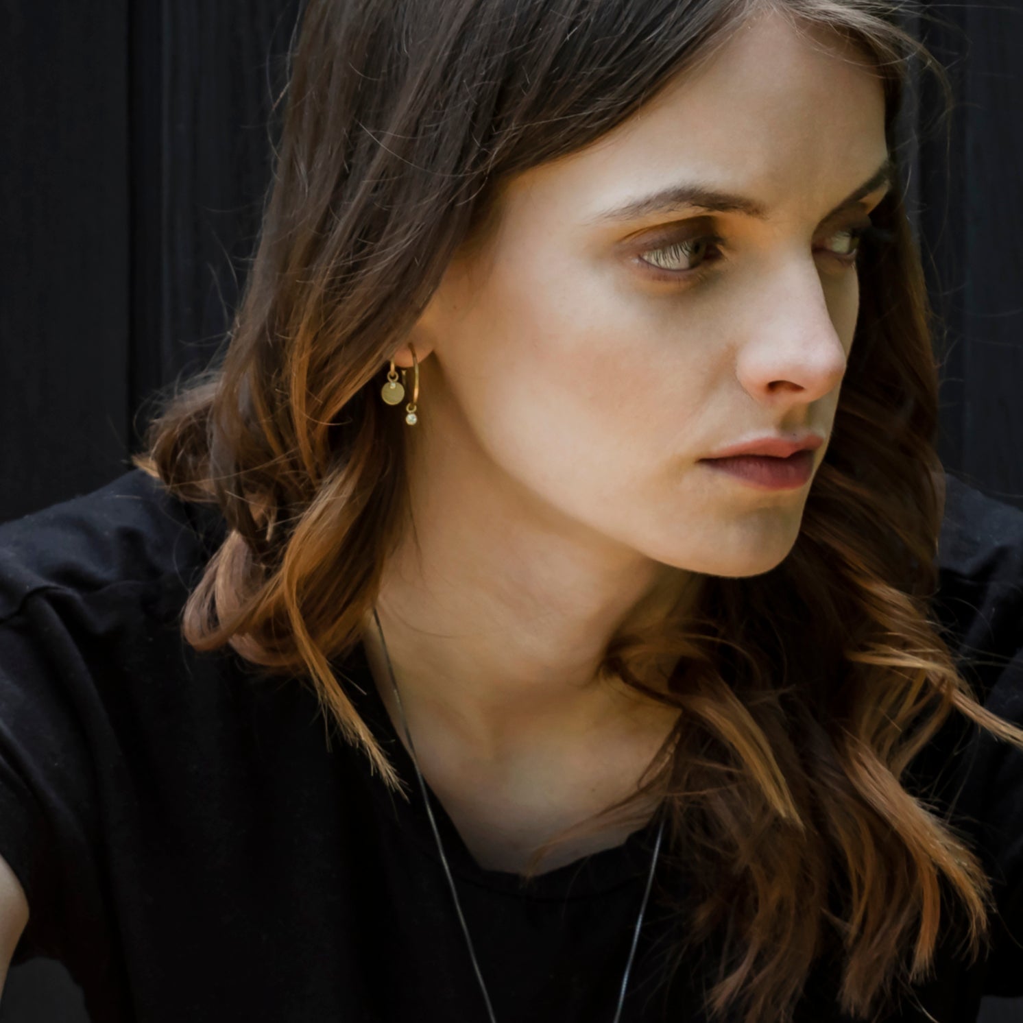 Tiny 9ct gold diamond hoop