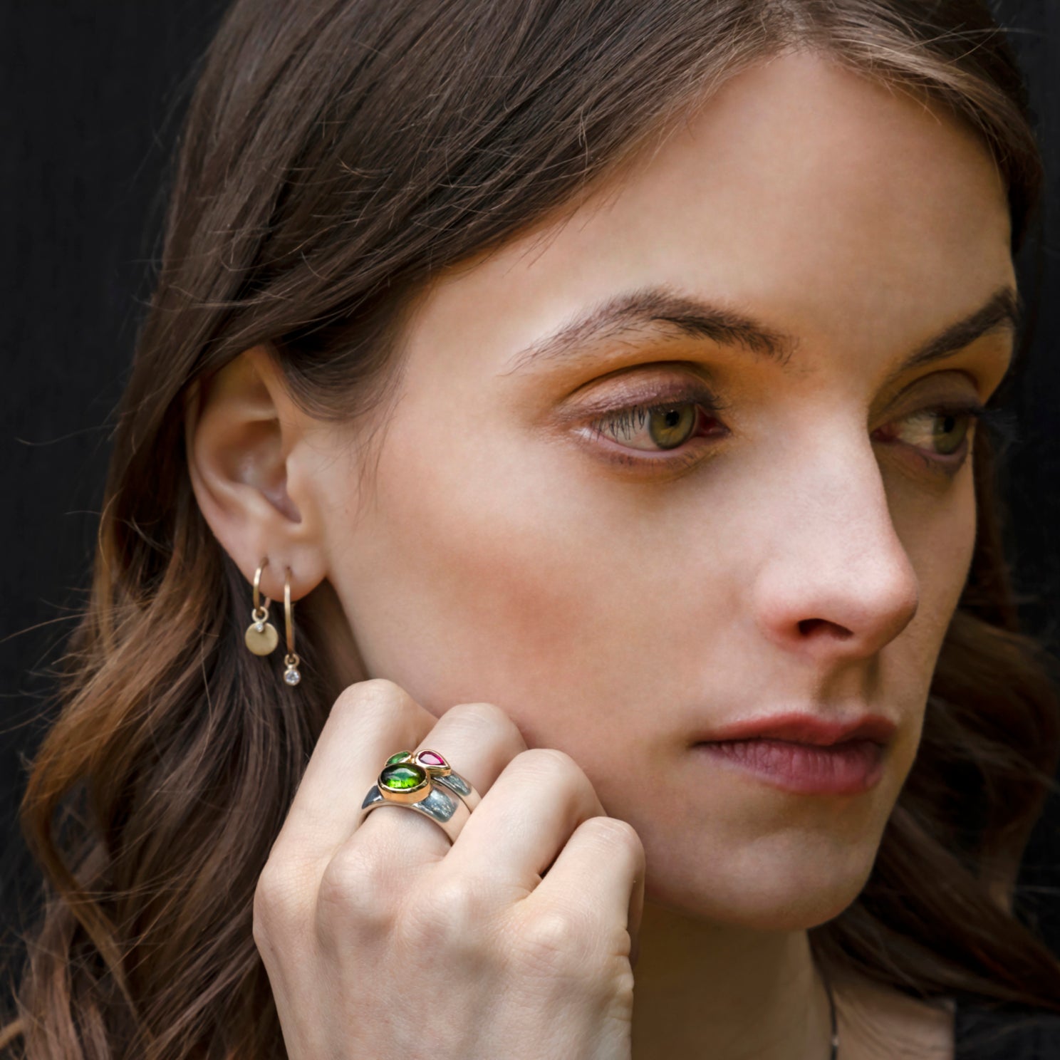 Tiny 9ct gold diamond hoop