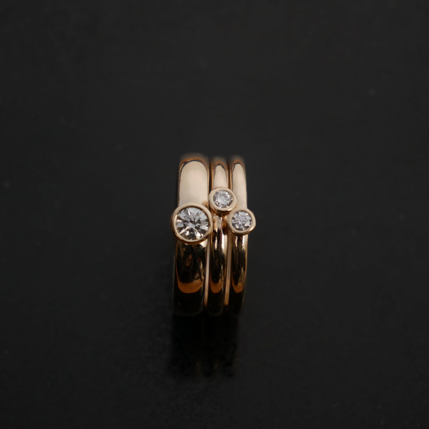 9ct gold and diamond classic stacking set