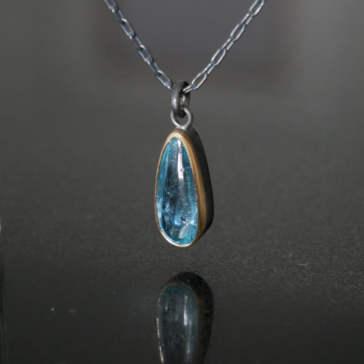 Gold and silver Aquamarine pendant