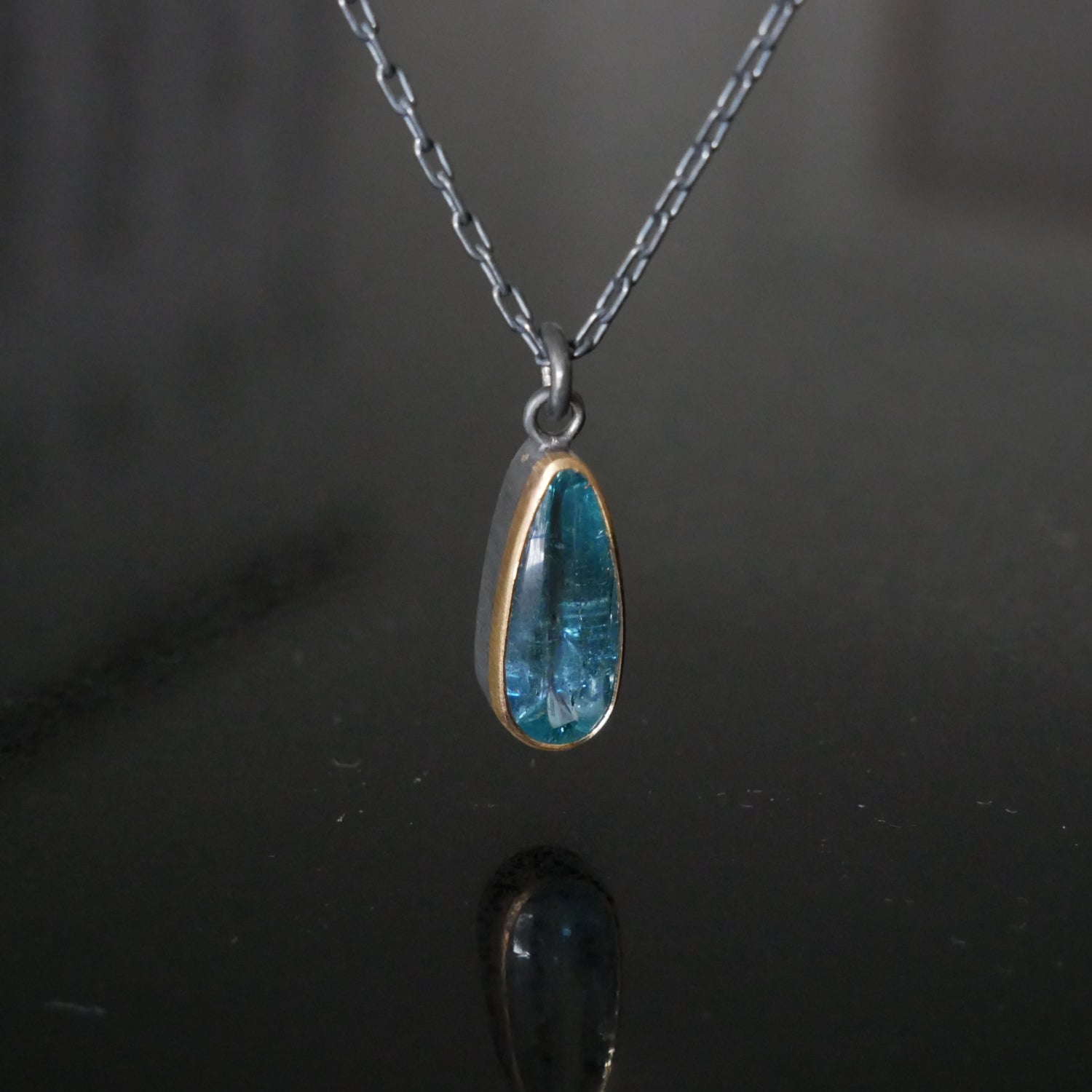 Gold and silver Aquamarine pendant