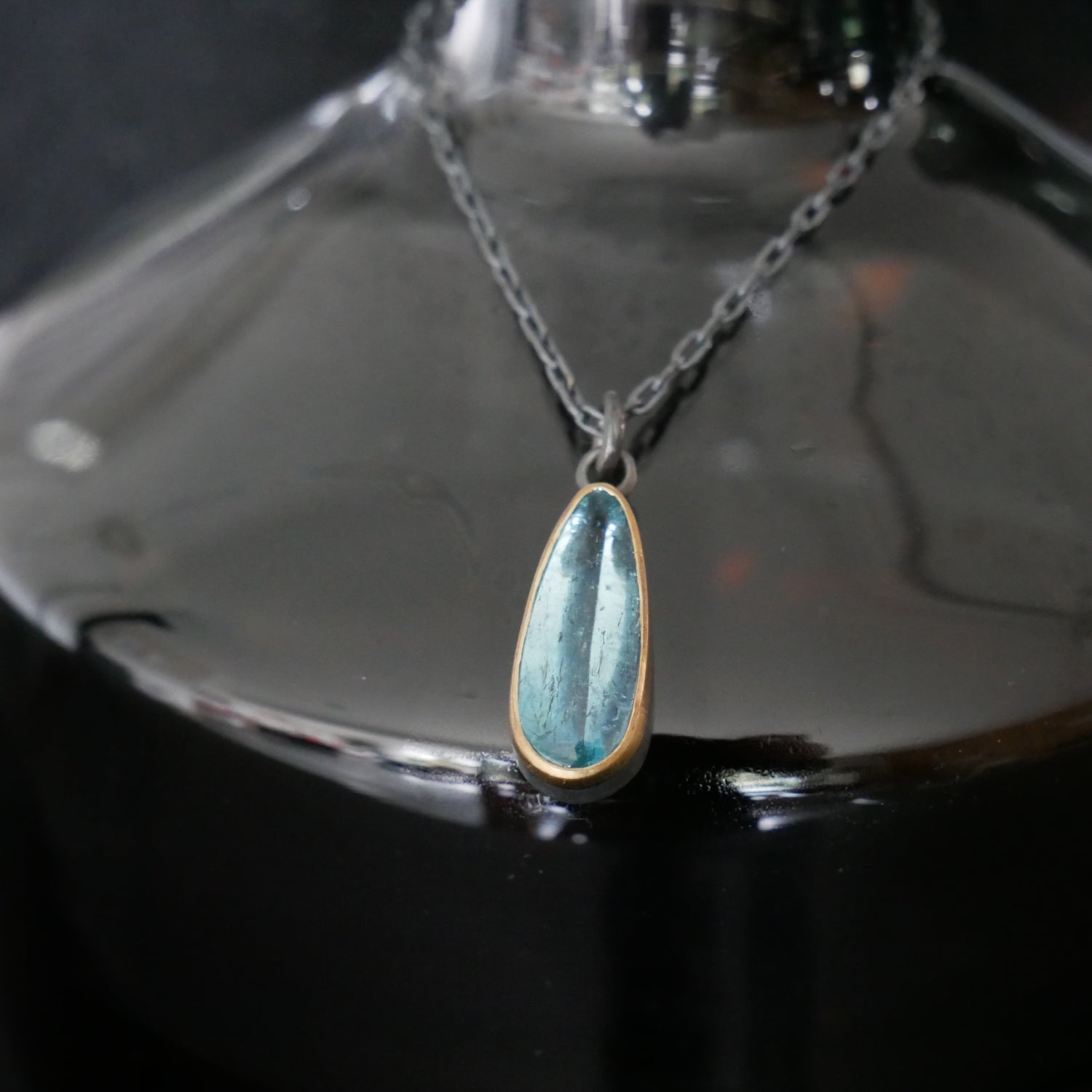 Gold and silver Aquamarine pendant