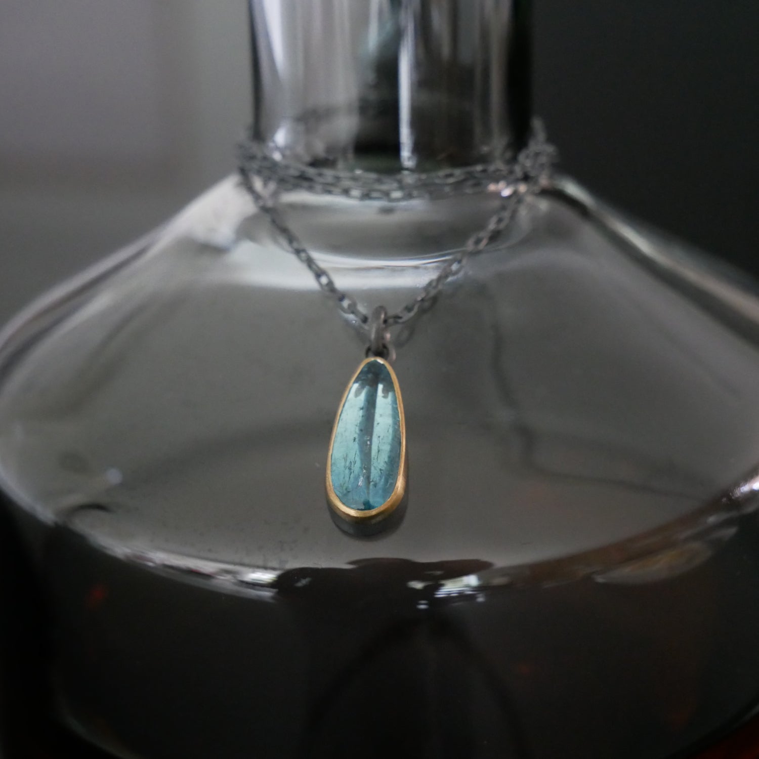 Gold and silver Aquamarine pendant