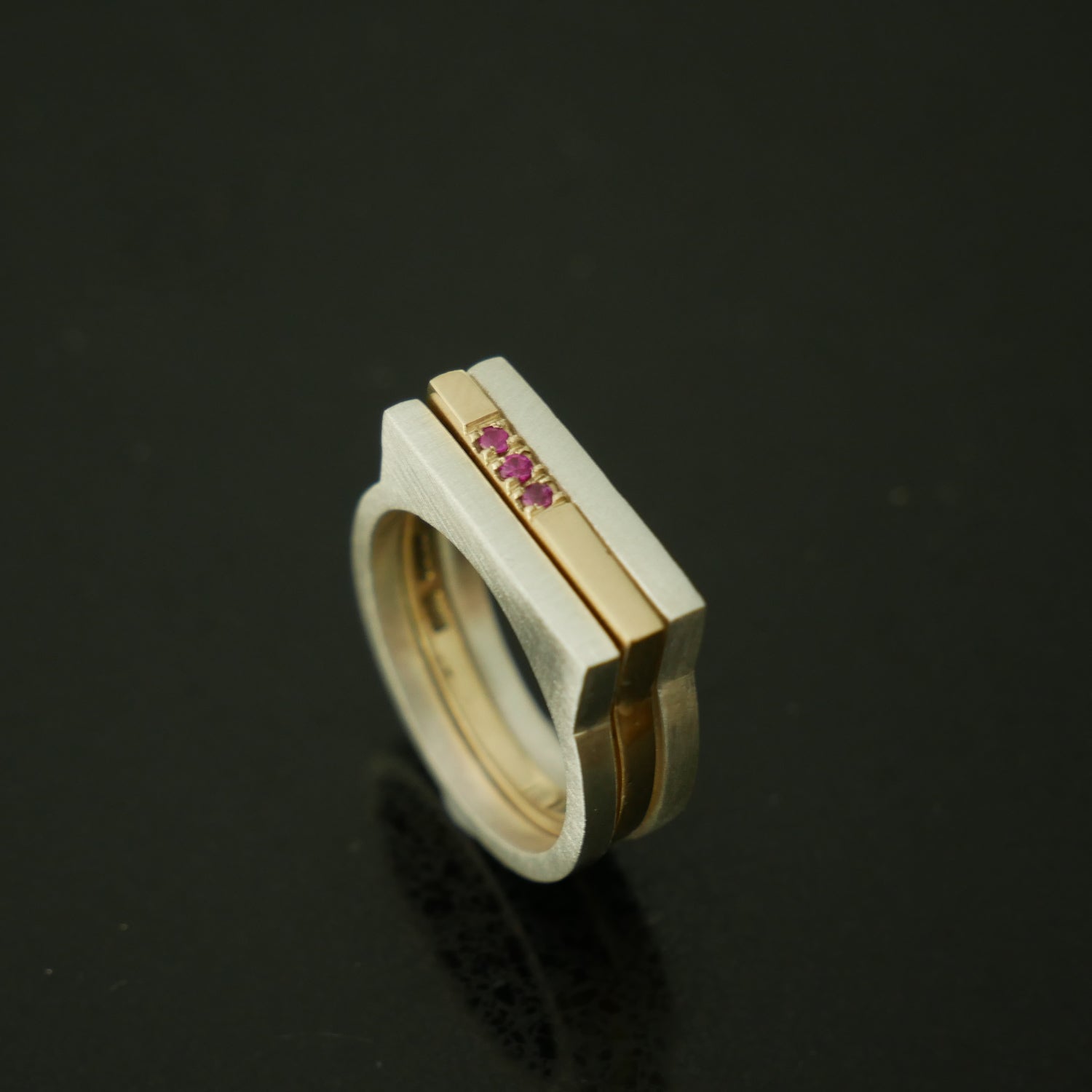 silver and gold architect narrow rings