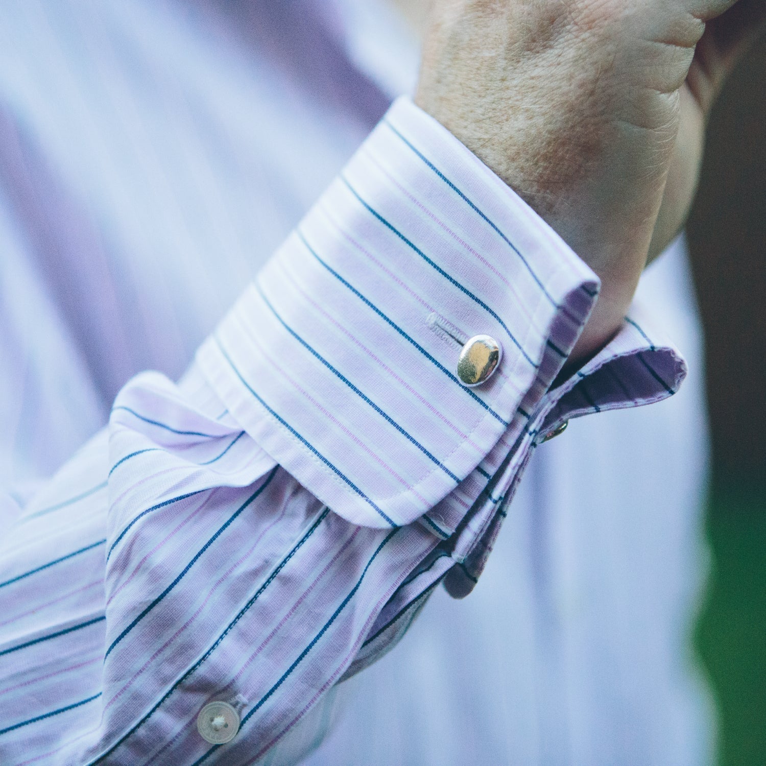 Silver pebble cufflinks