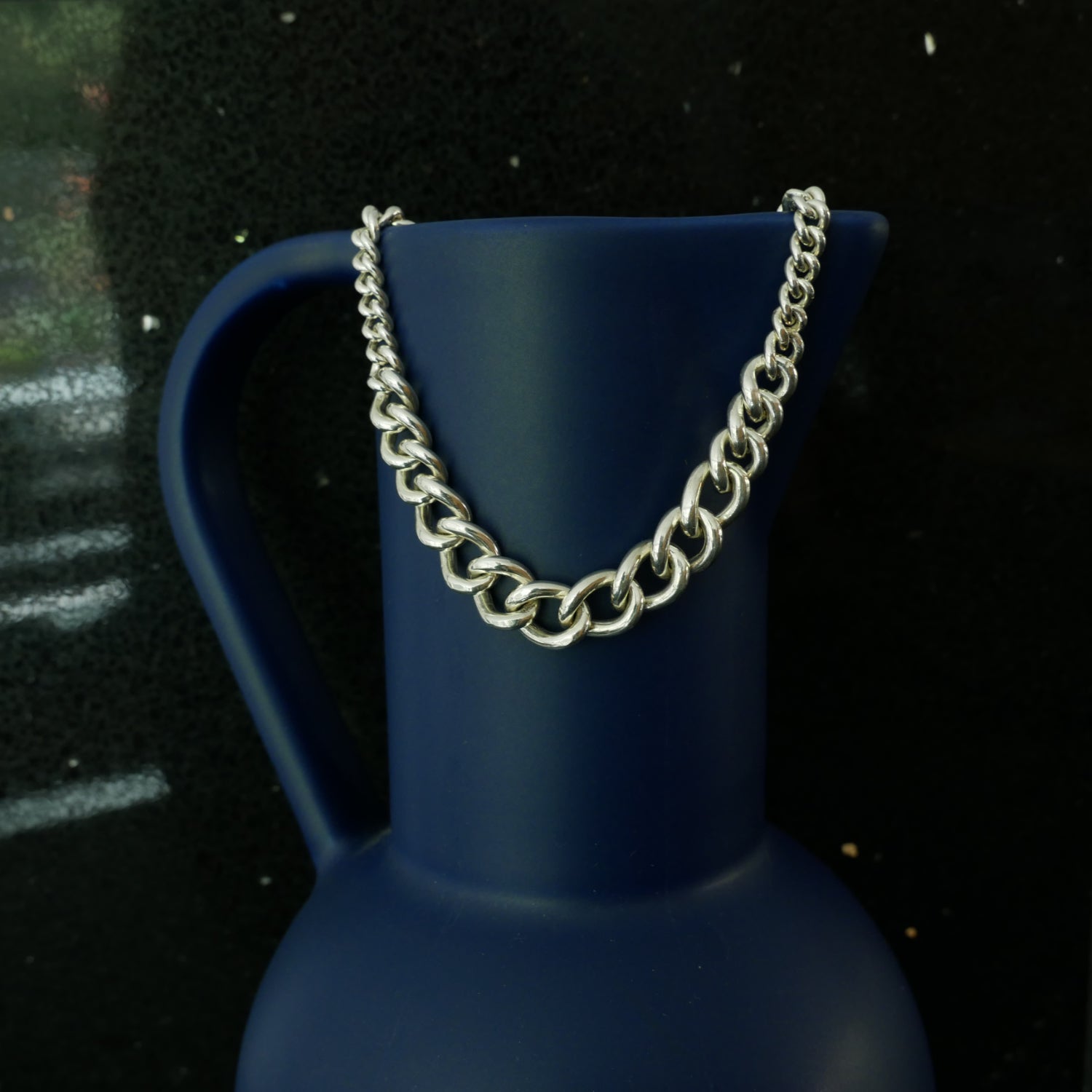 Silver handmade curb chain necklace