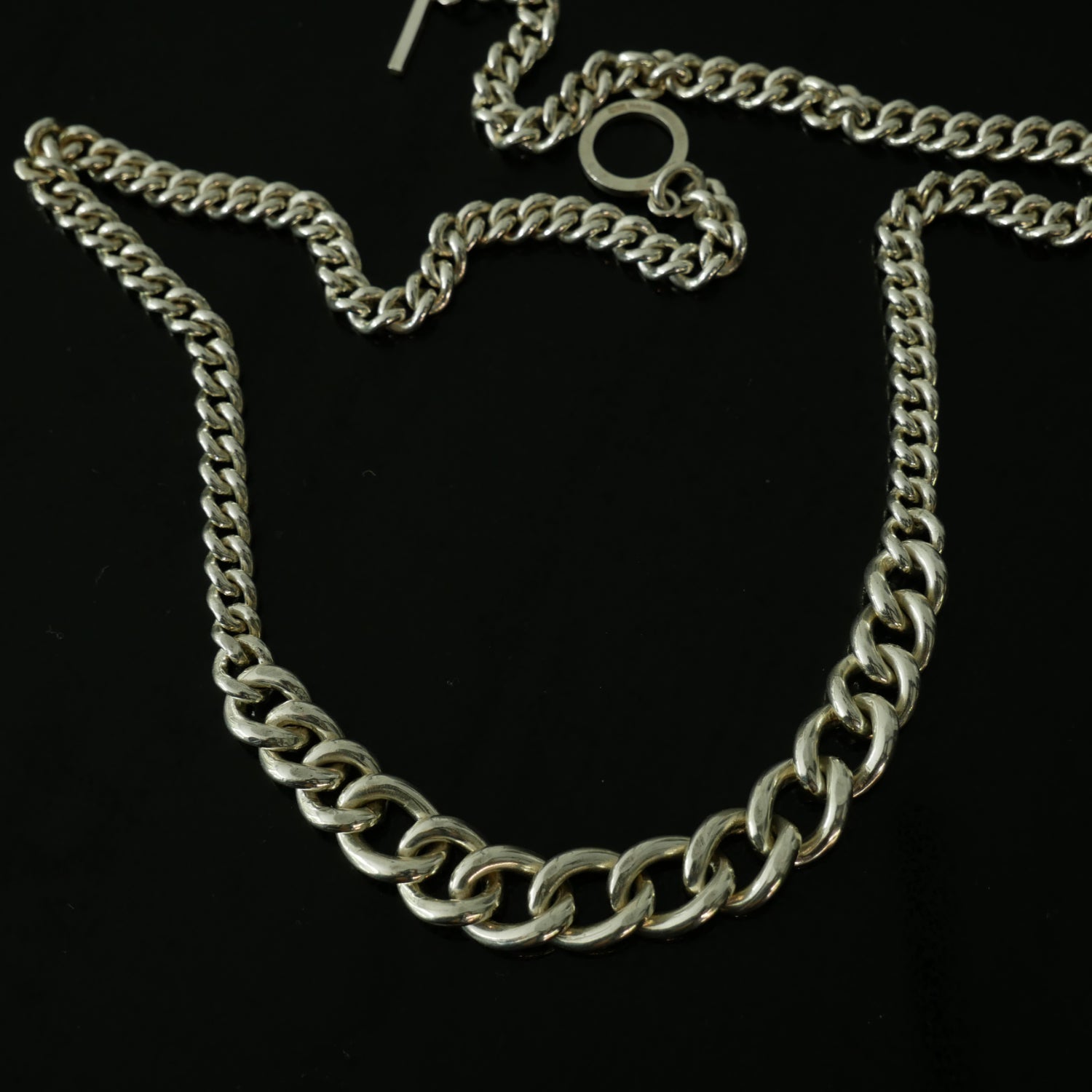 Silver handmade curb chain necklace