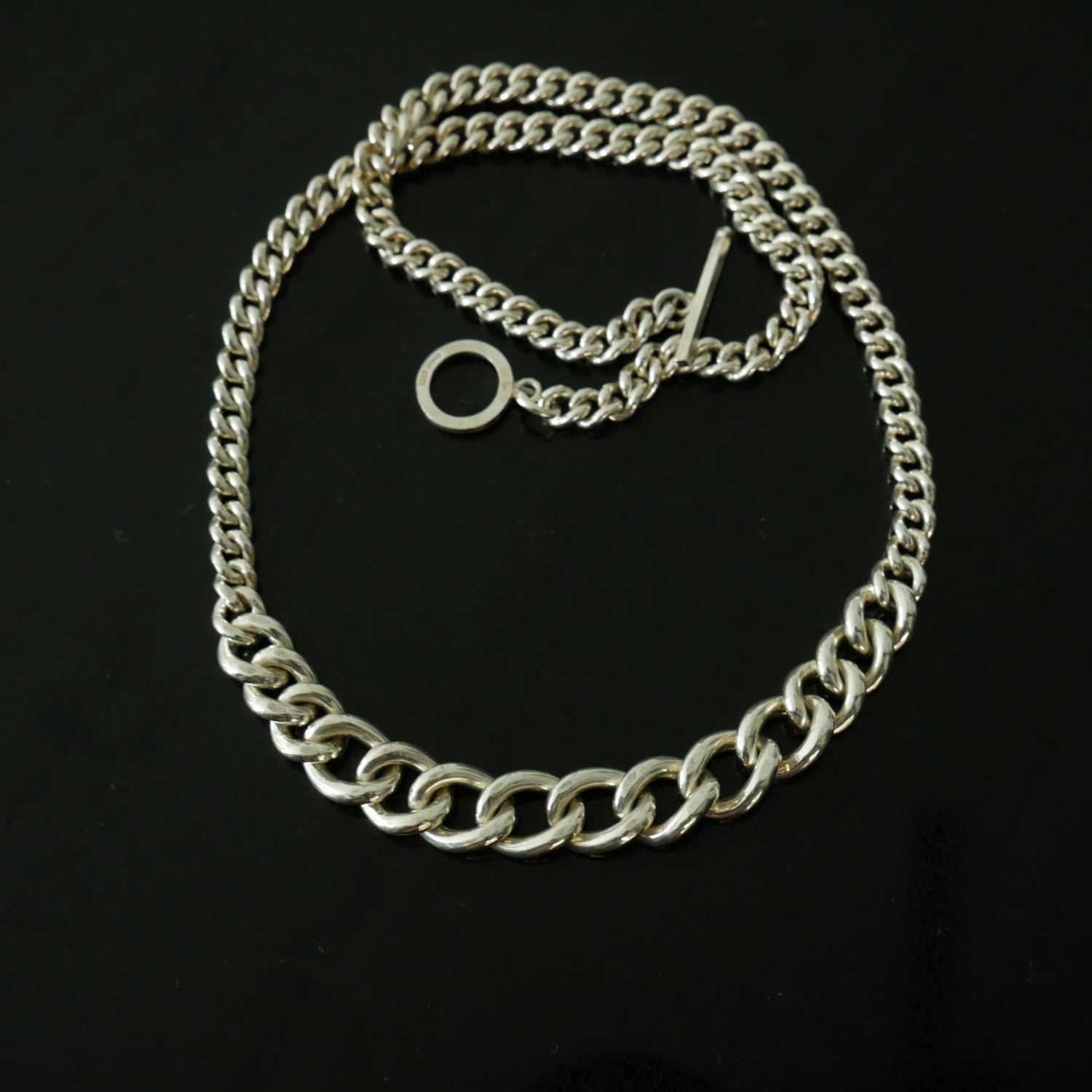 Silver handmade curb chain necklace