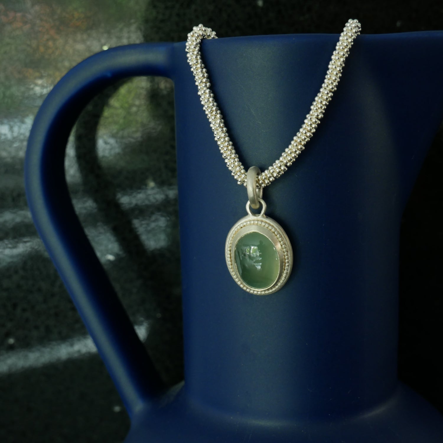 Beaded prehnite pendant