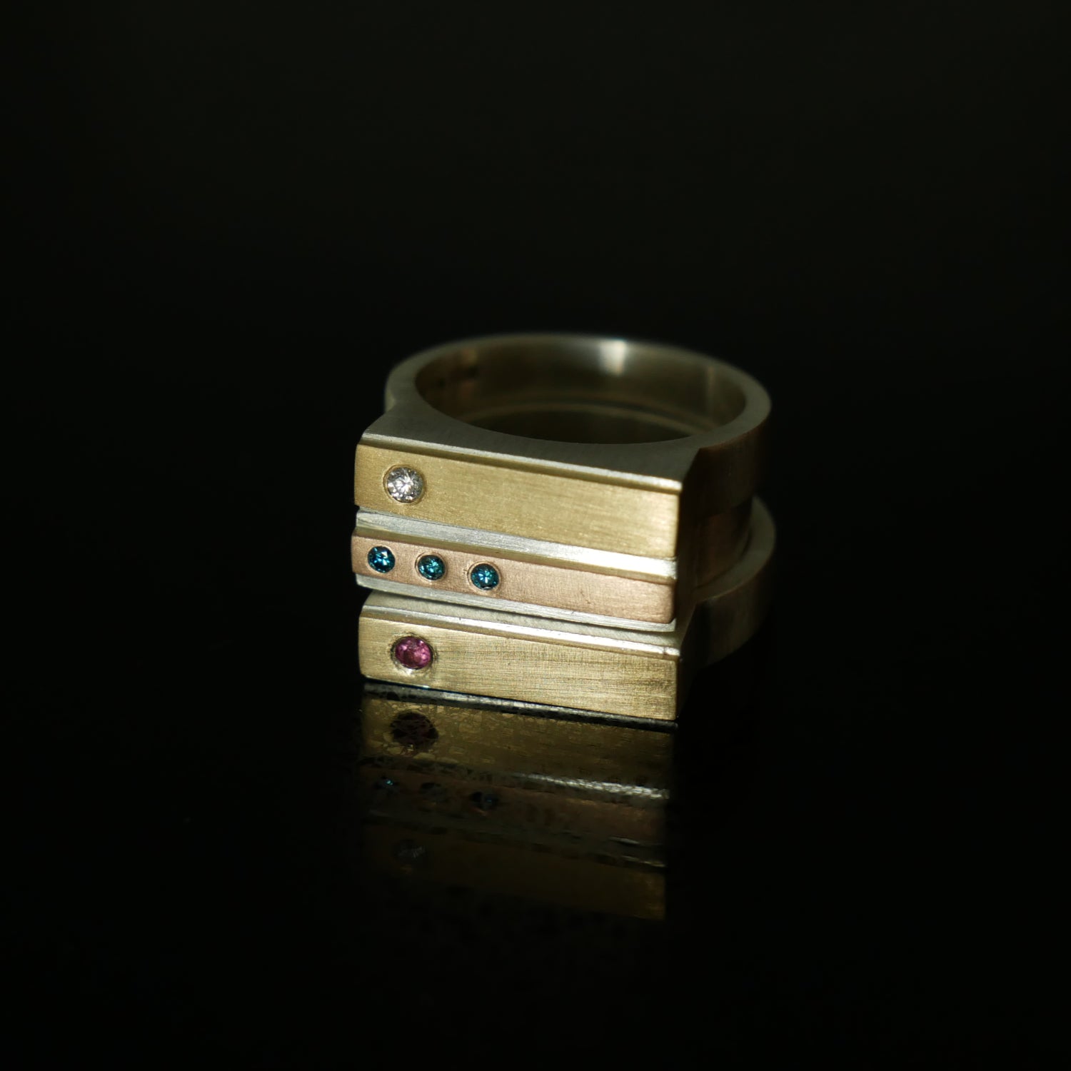 silver gold gemstone simple rings
