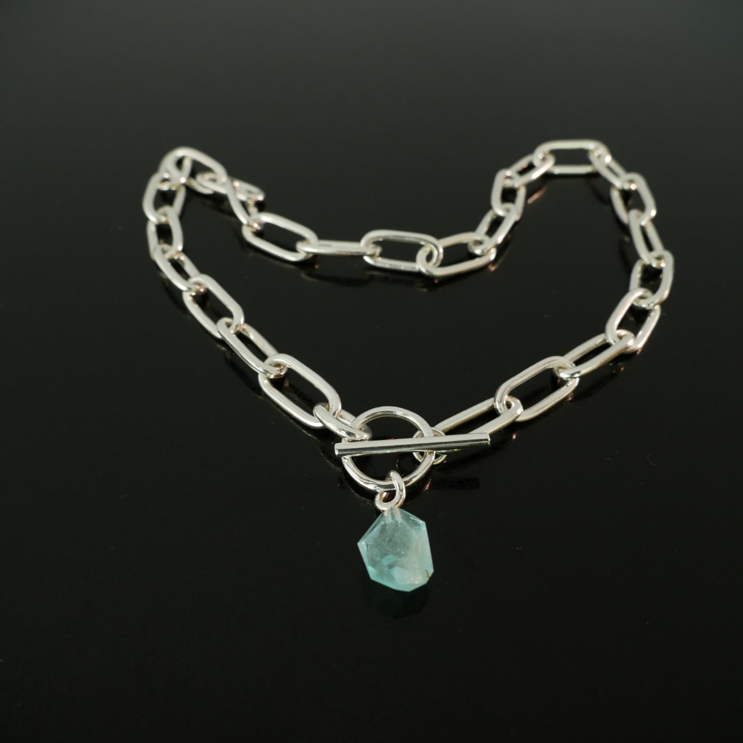 Chunky handmade link necklace with Topaz
