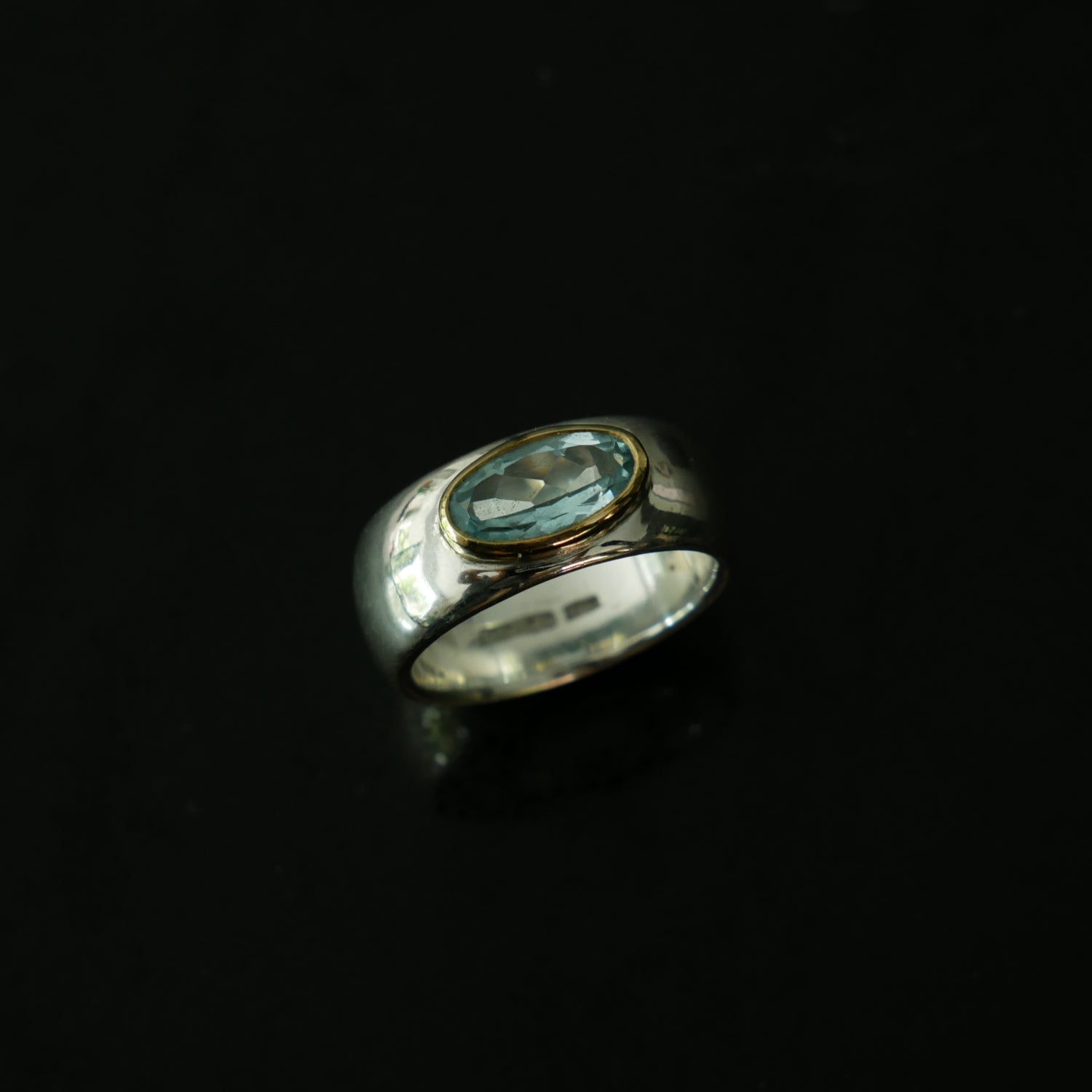 chunky silver and gold topaz ring
