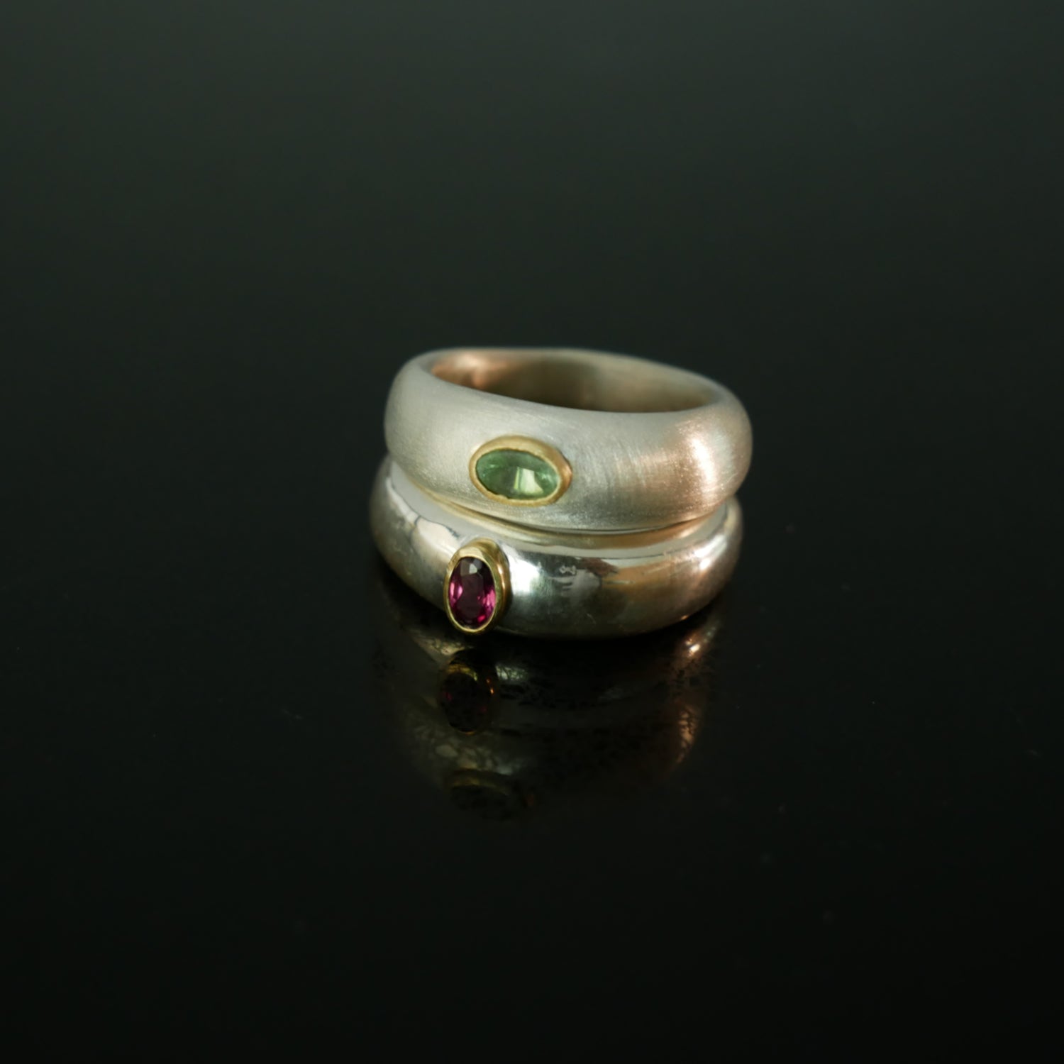 chunky silver and gemstone rings