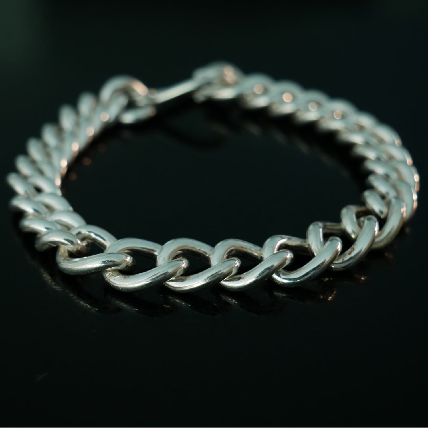 Silver handmade curb link bracelet