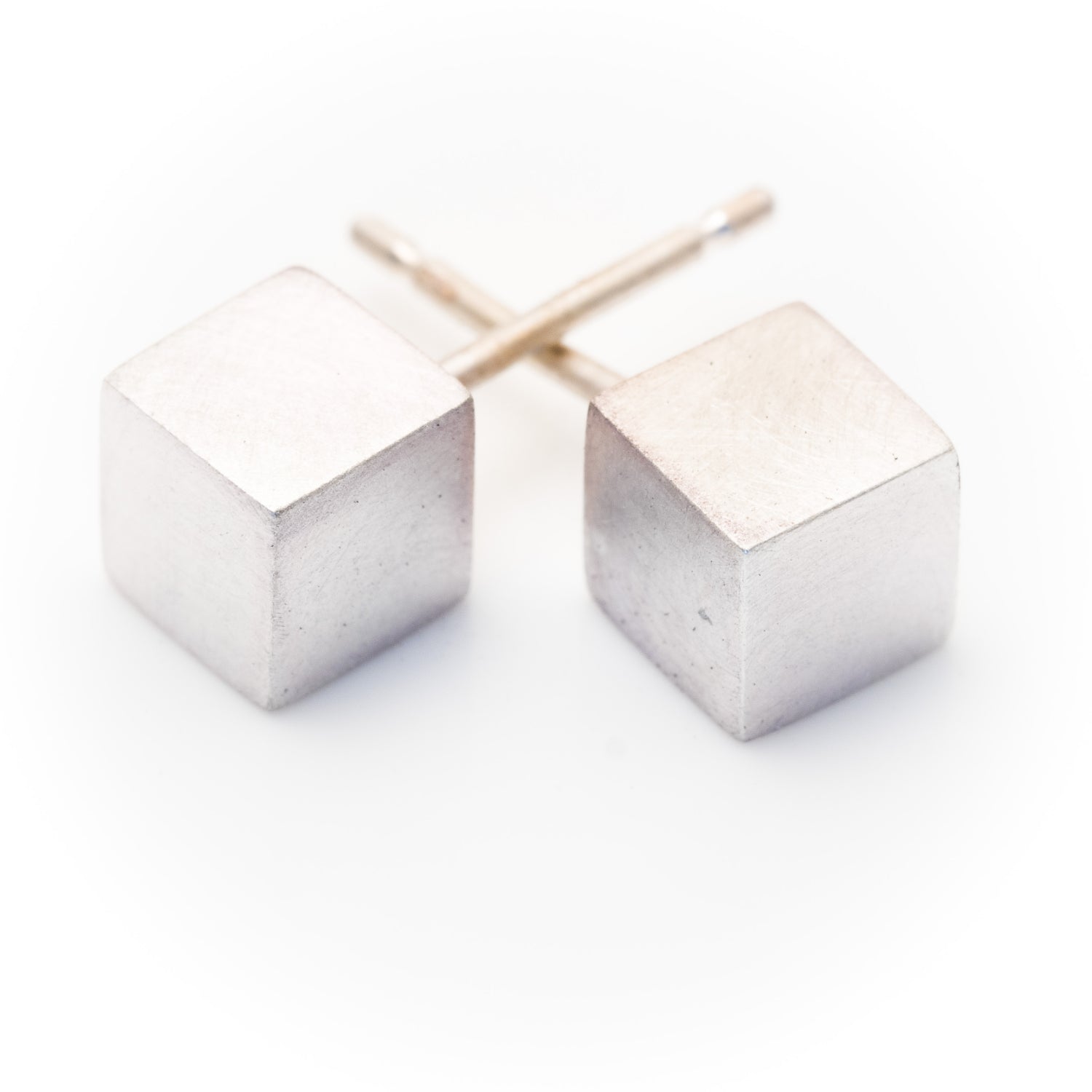 tiny silver cube studs