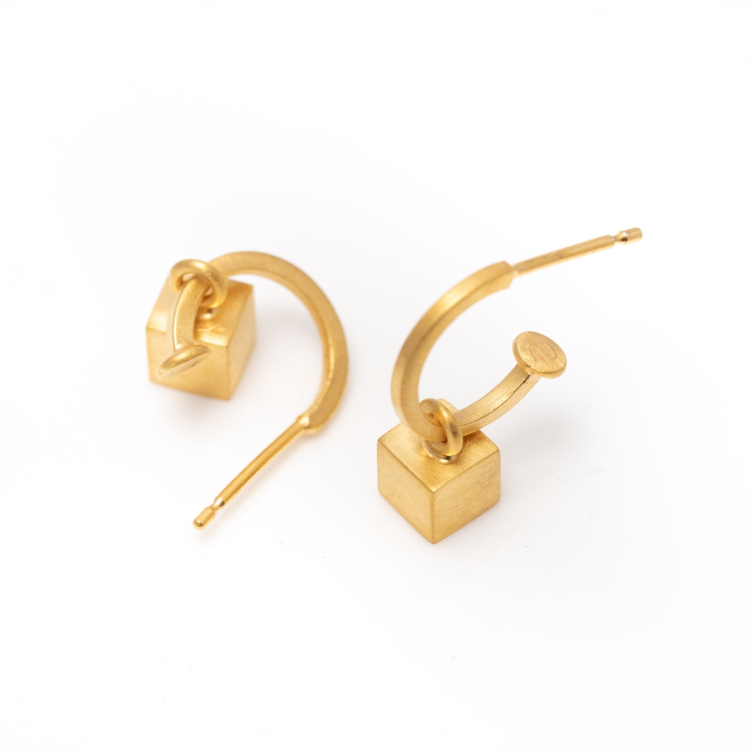Gold vermeil hoop and cube