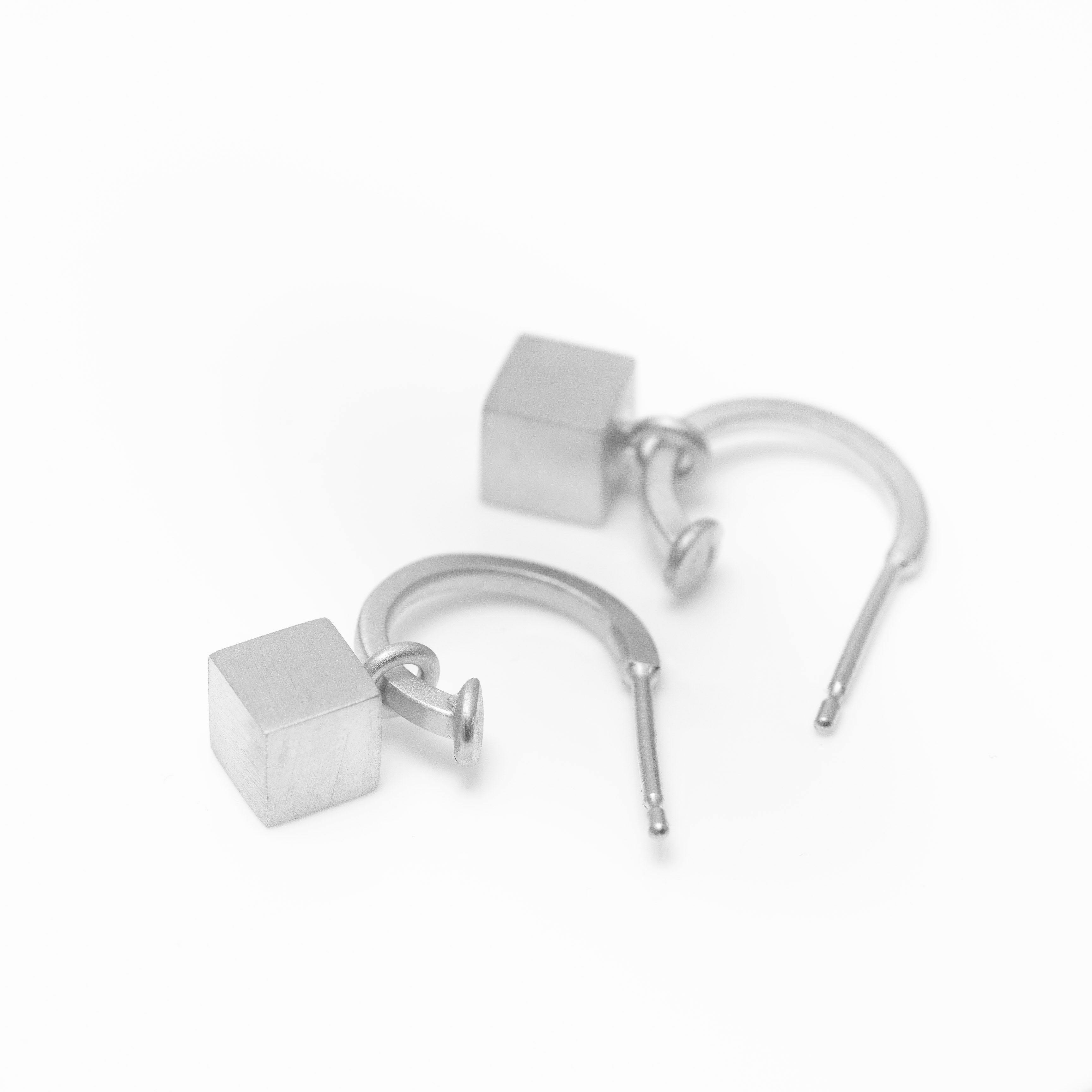 cube hoop earring