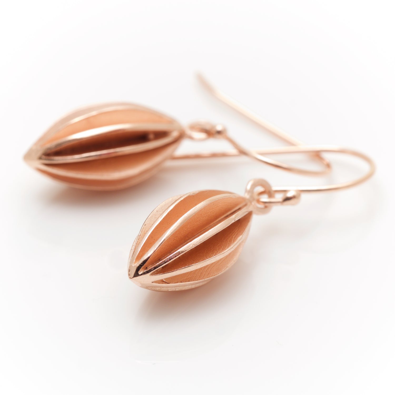 rosegold plate pod earrings
