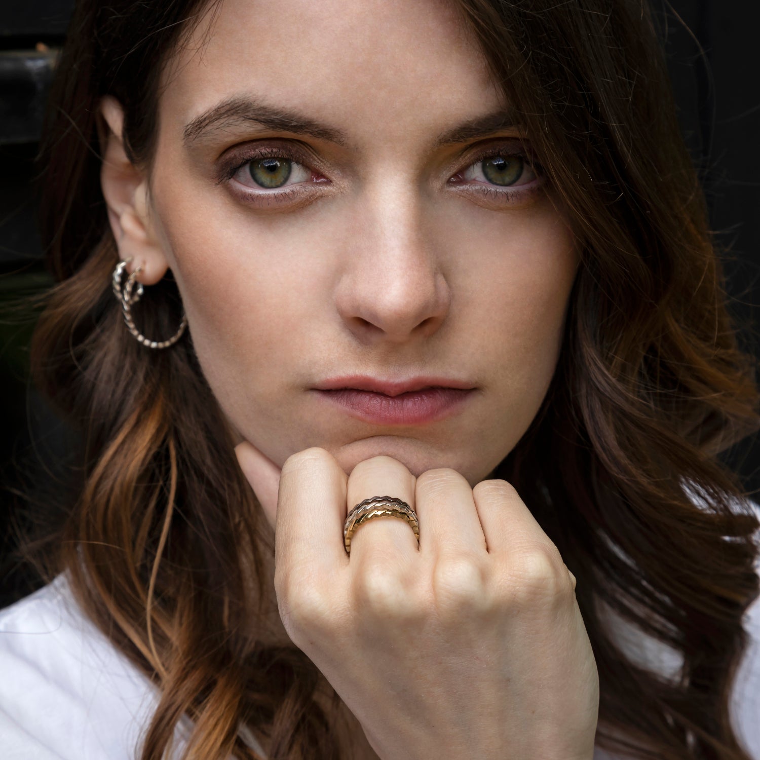 large and small zigzag earring