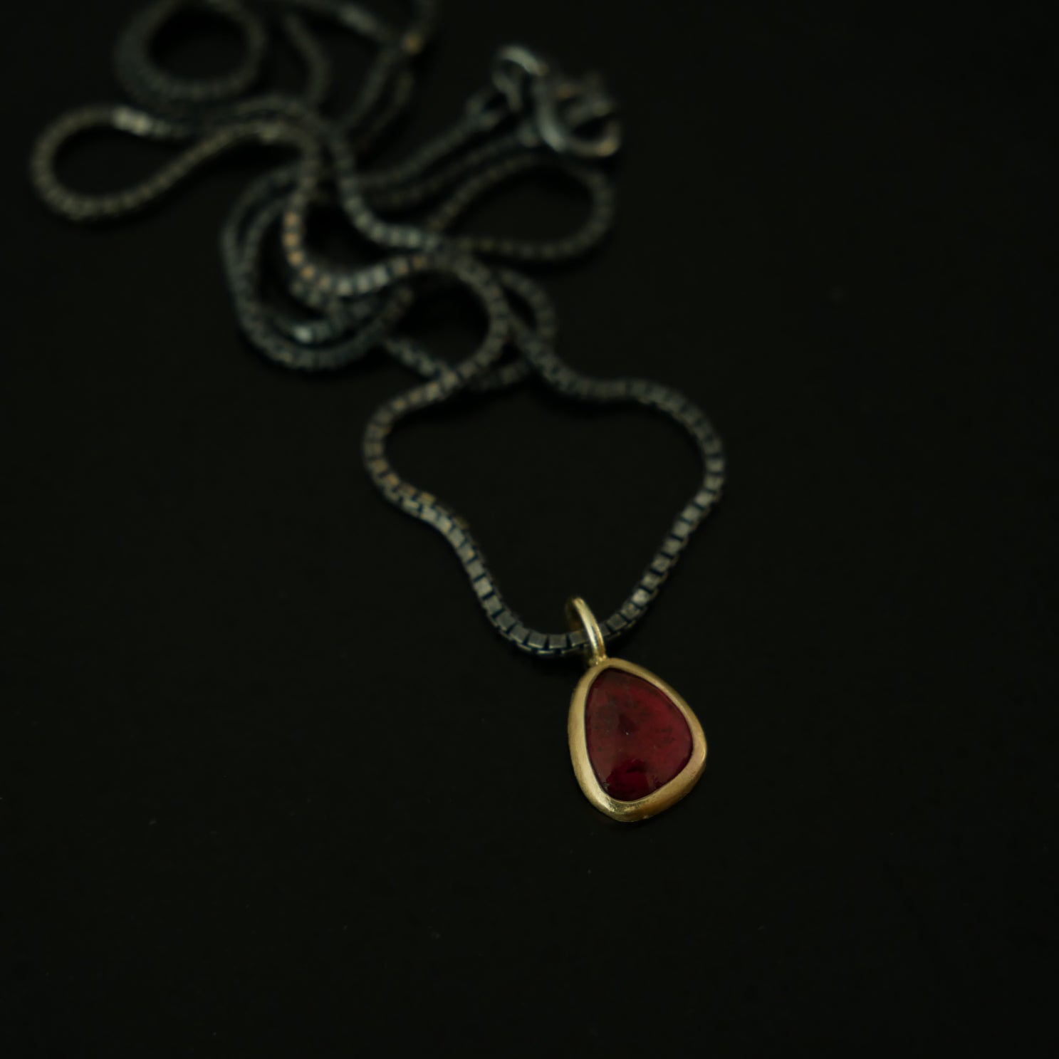 Tiny Pink rosecut tourmaline necklace