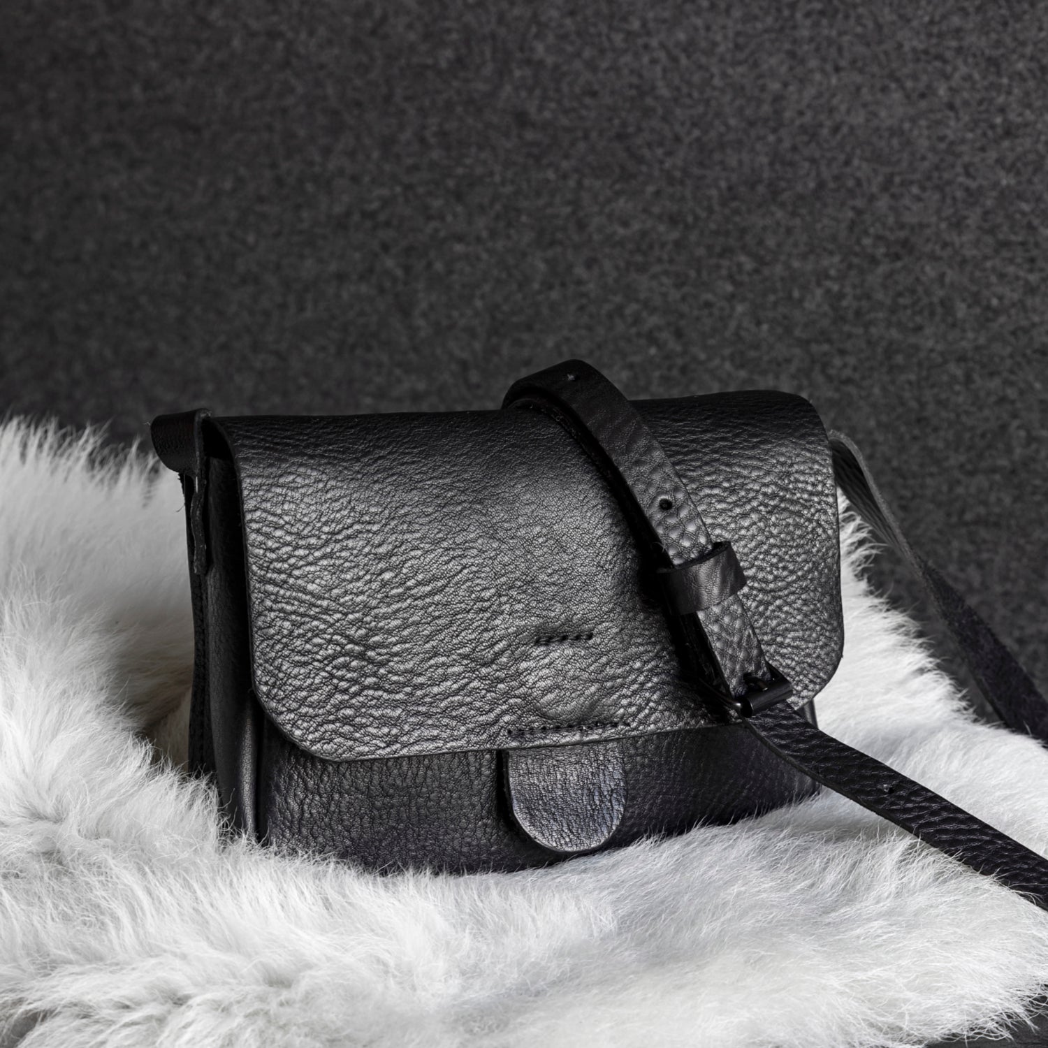 black handmade everyday bag