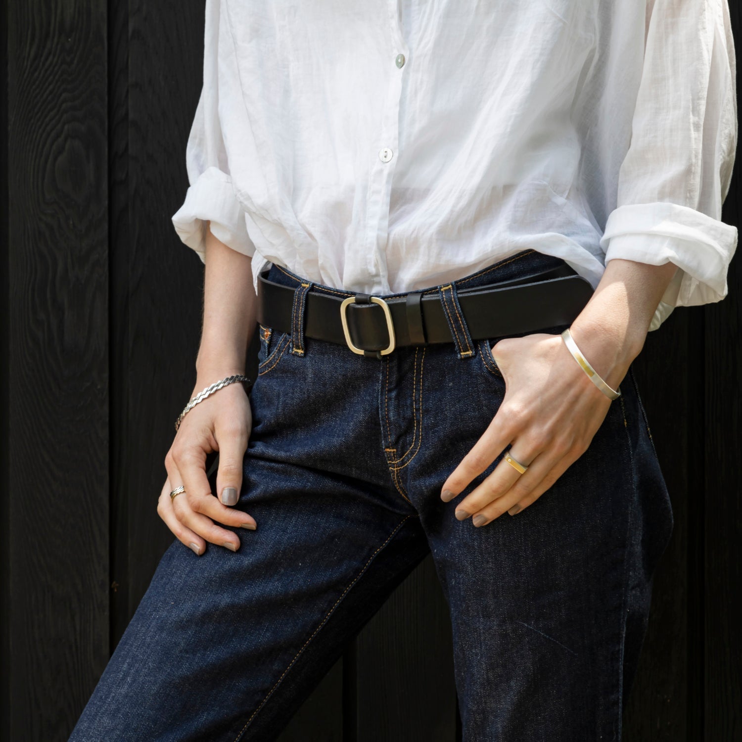 Florence black and silver belt