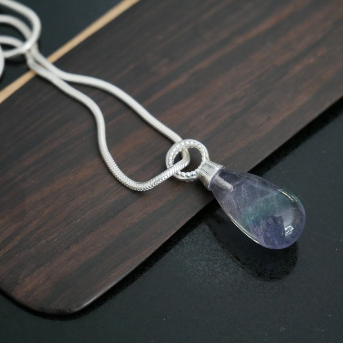 Silver and Flourite drop pendant