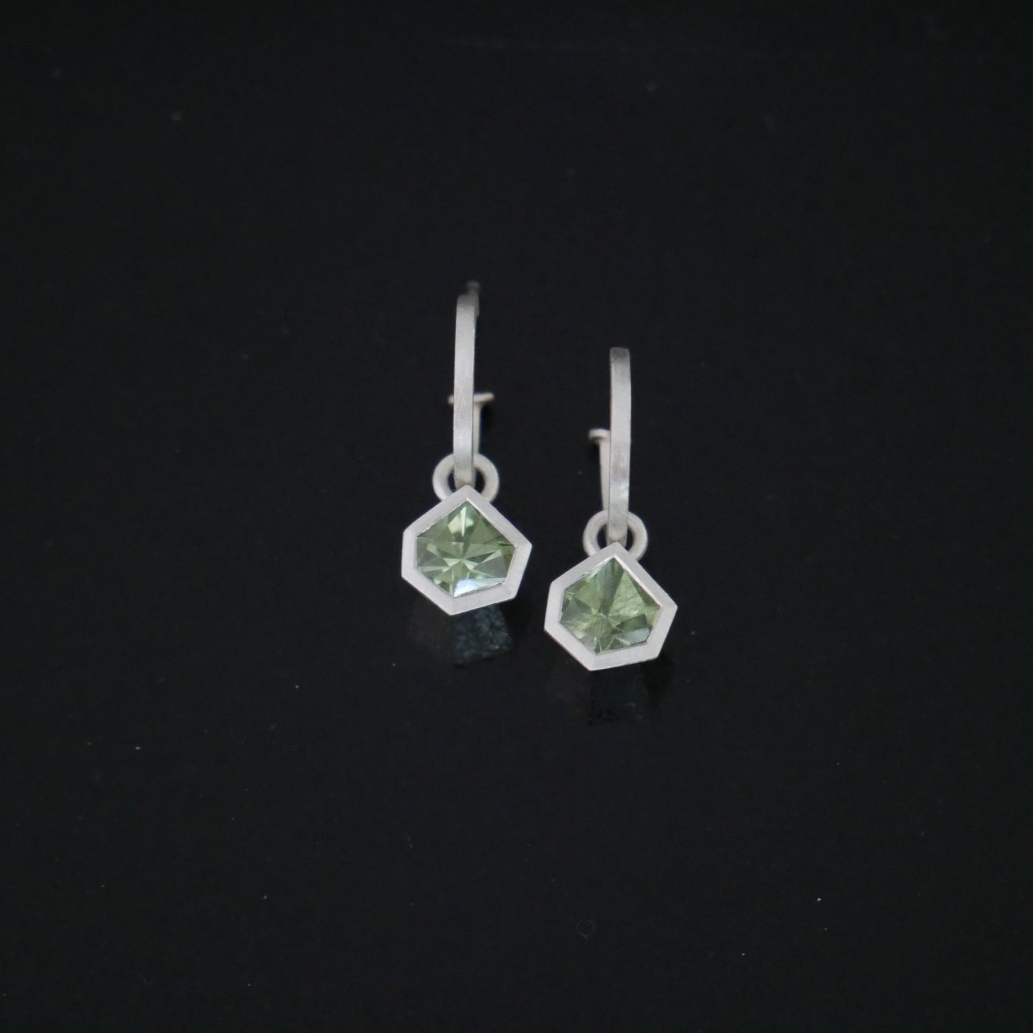 Peridot and silver hoop earrings