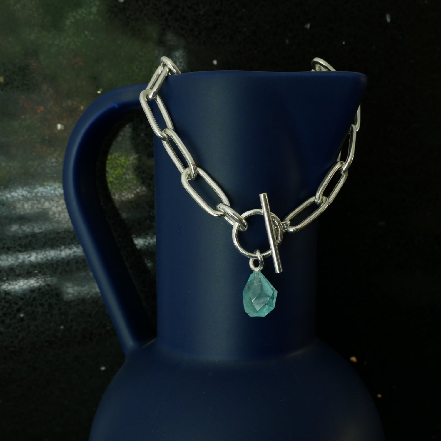 Chunky handmade link necklace with Topaz