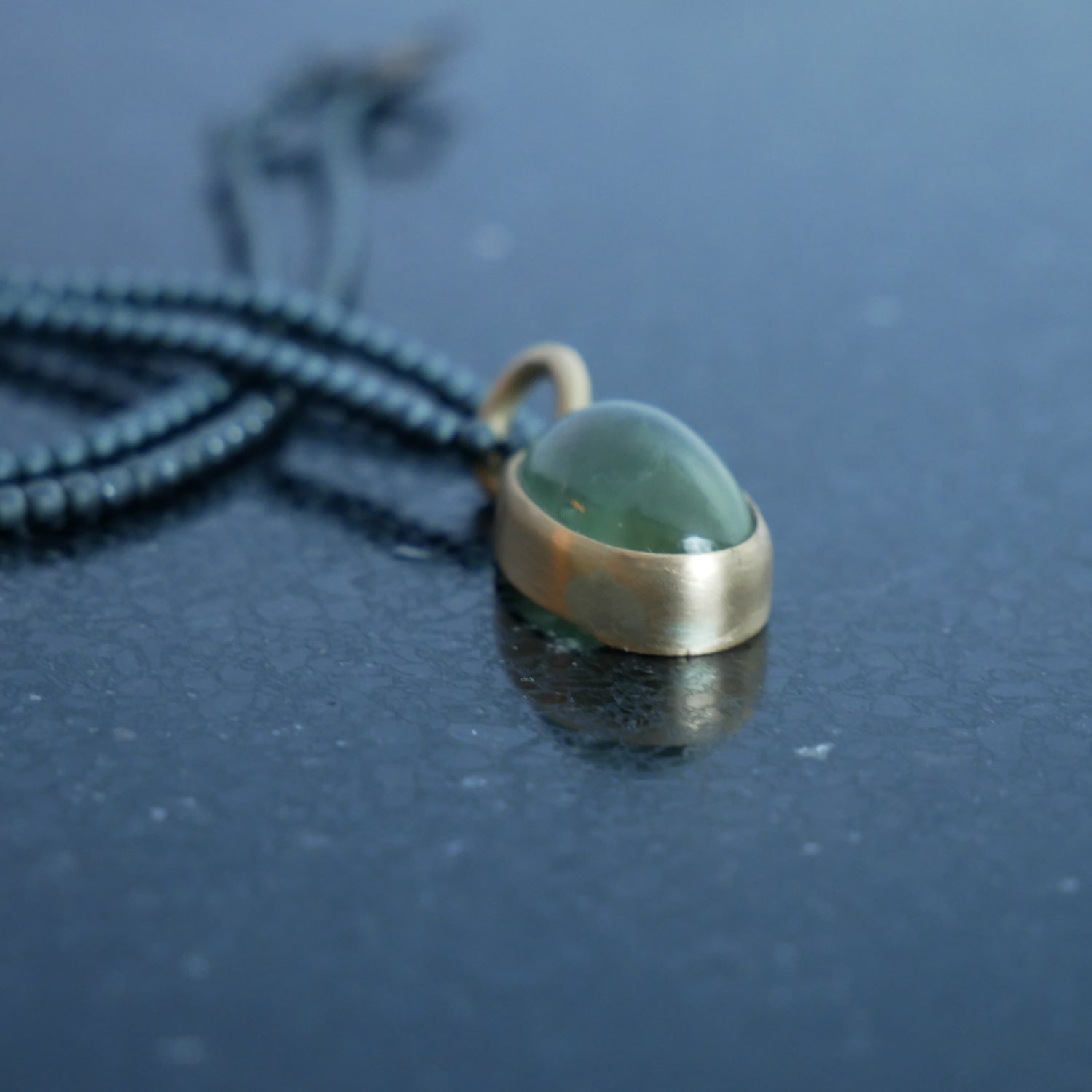 gold prehnite pendant