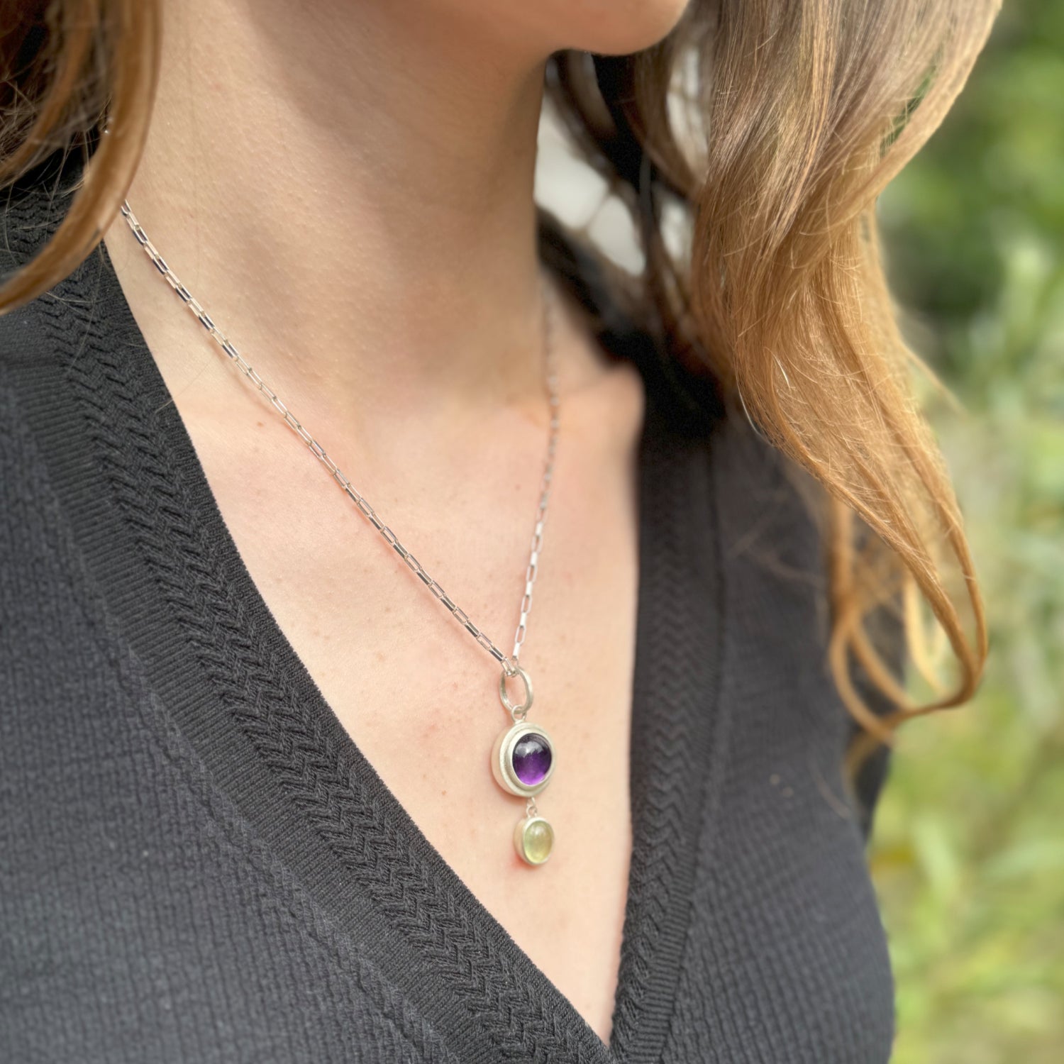 silver amethyst necklace