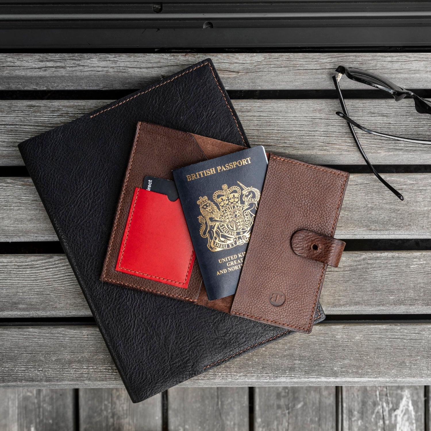 large notebook and passport cover in leather