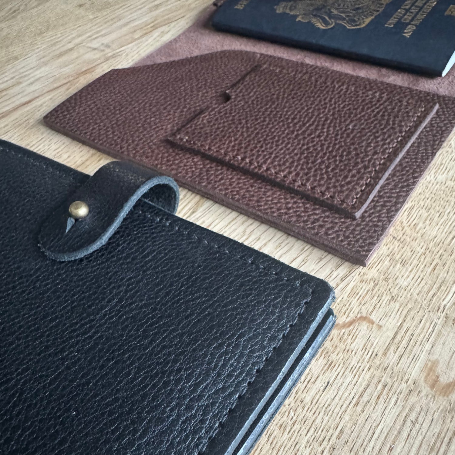 passport wallet machine stitched