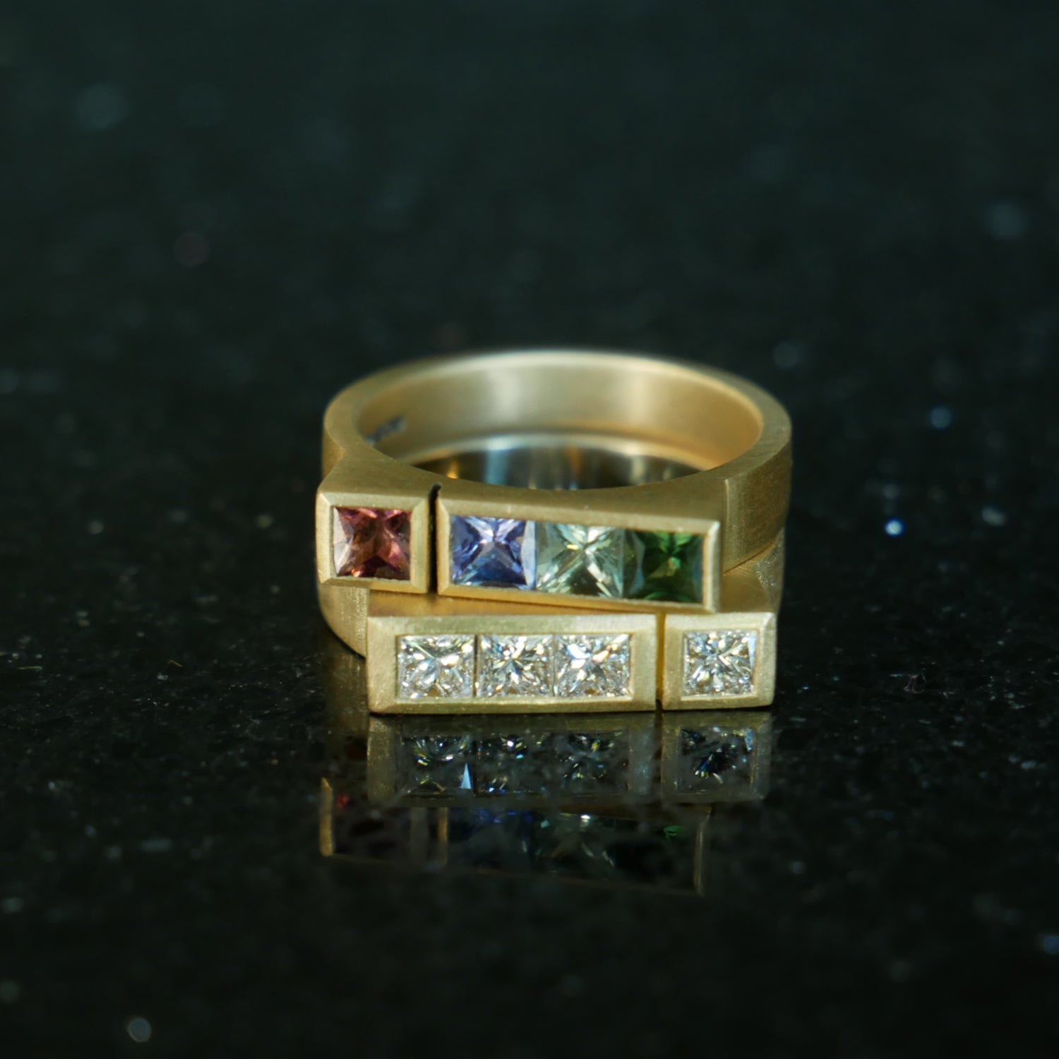 18ct gold architect ring with diamonds