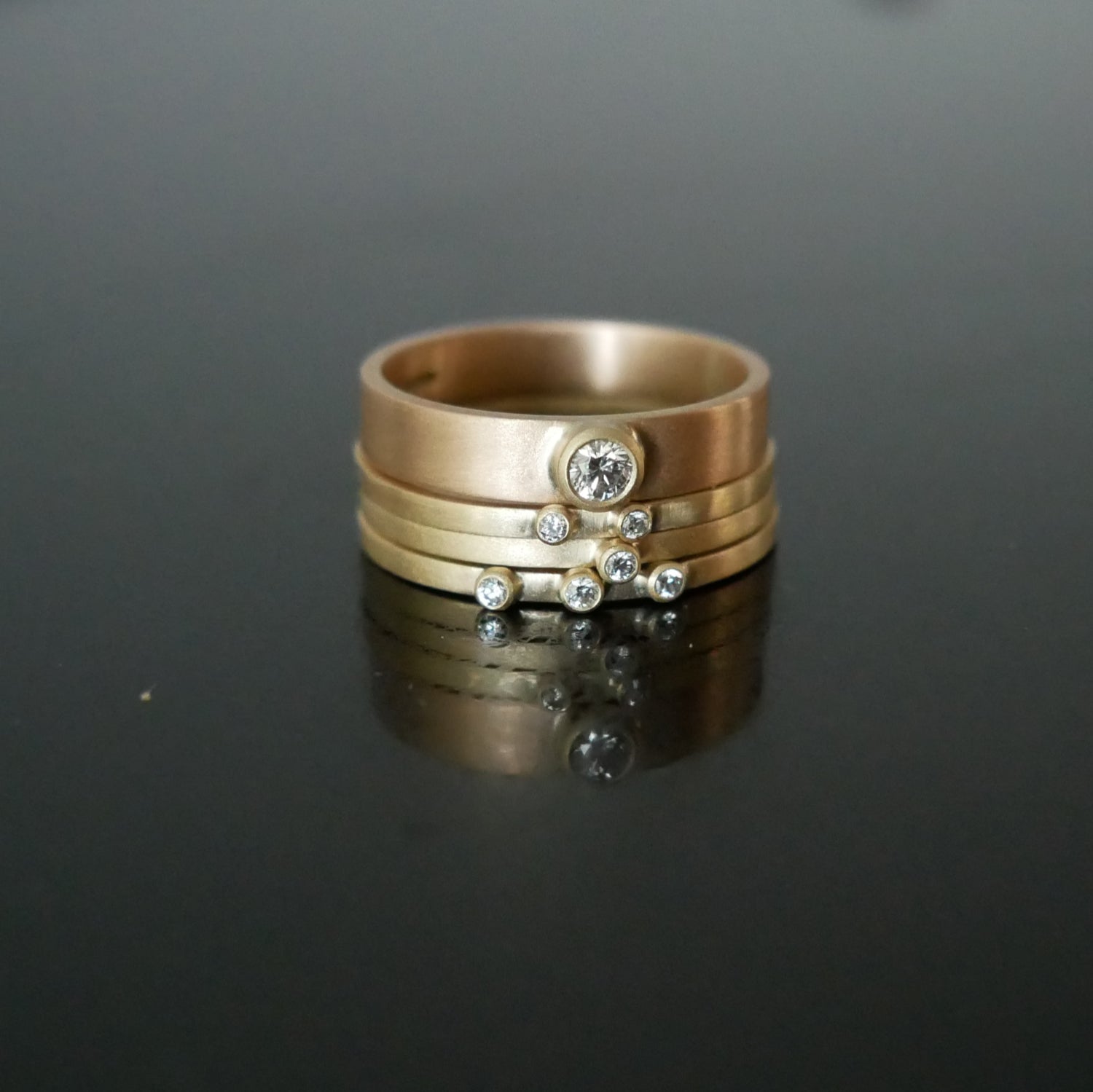 gold diamond stacking rings