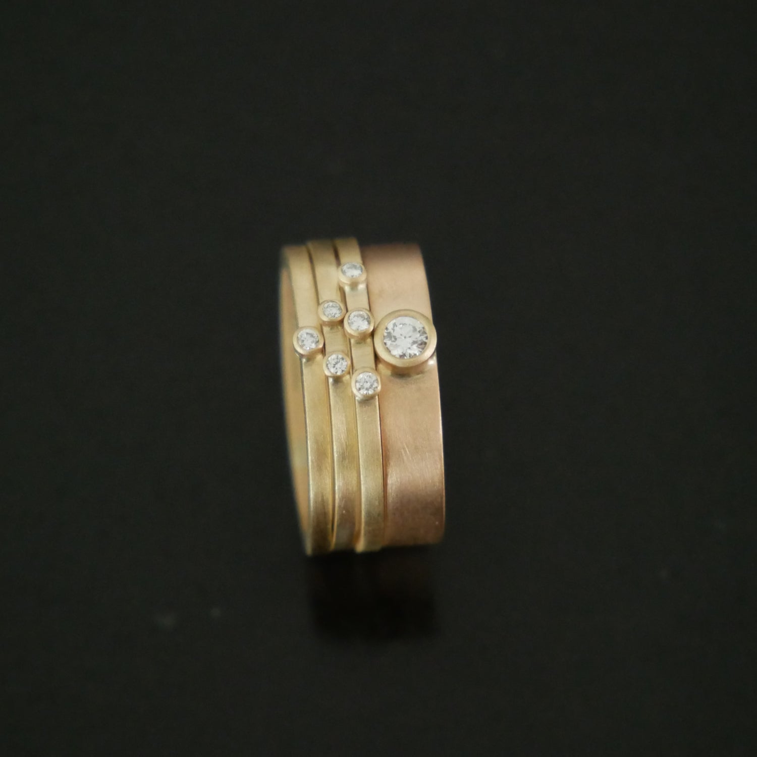 9ct recycled gold diamond stacking rings