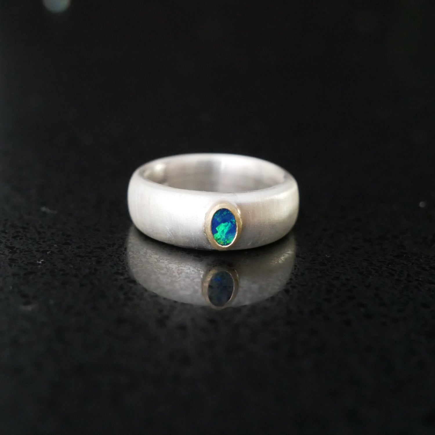 opal gold and silver ring