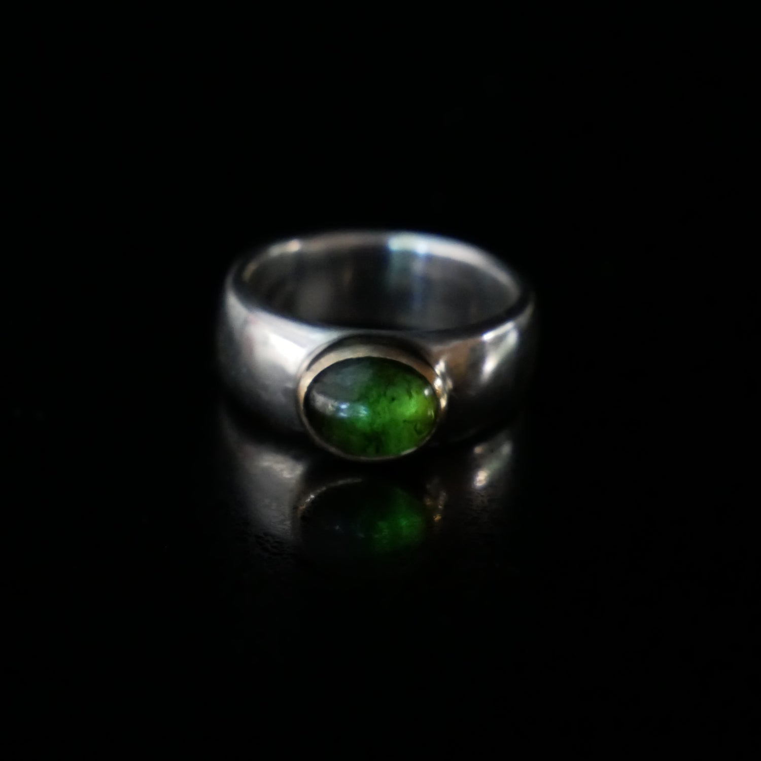 green tourmaline silver and gold ring