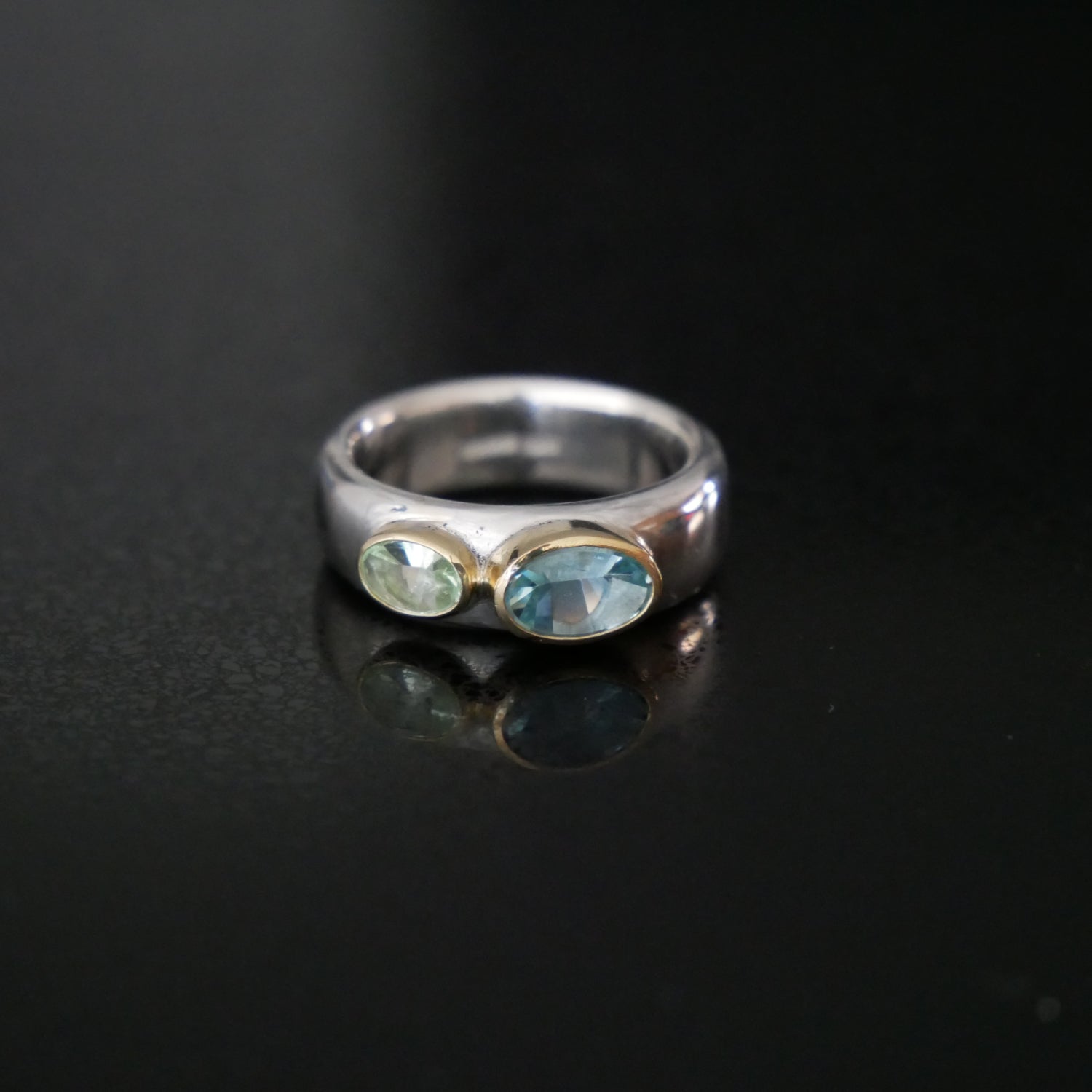 aquamarine and tourmaline ring