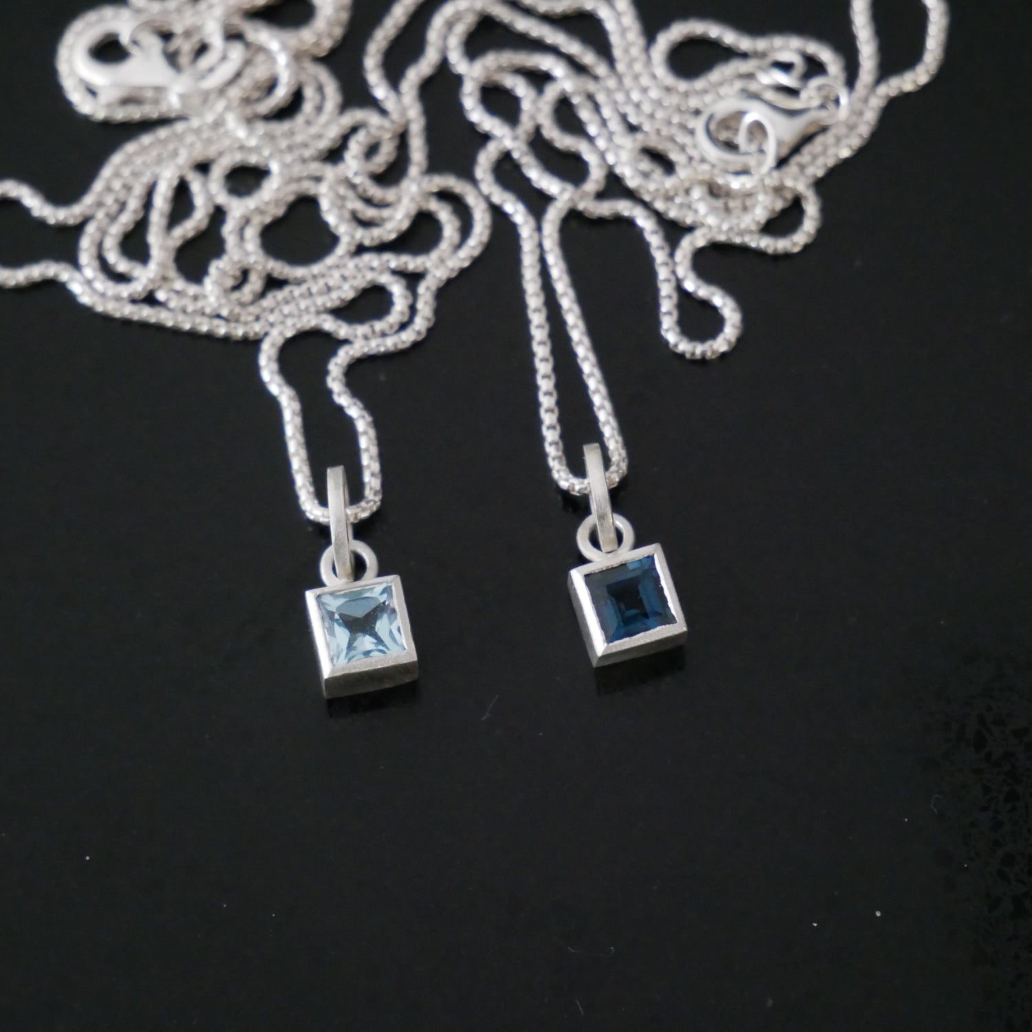 tiny square topaz pendant