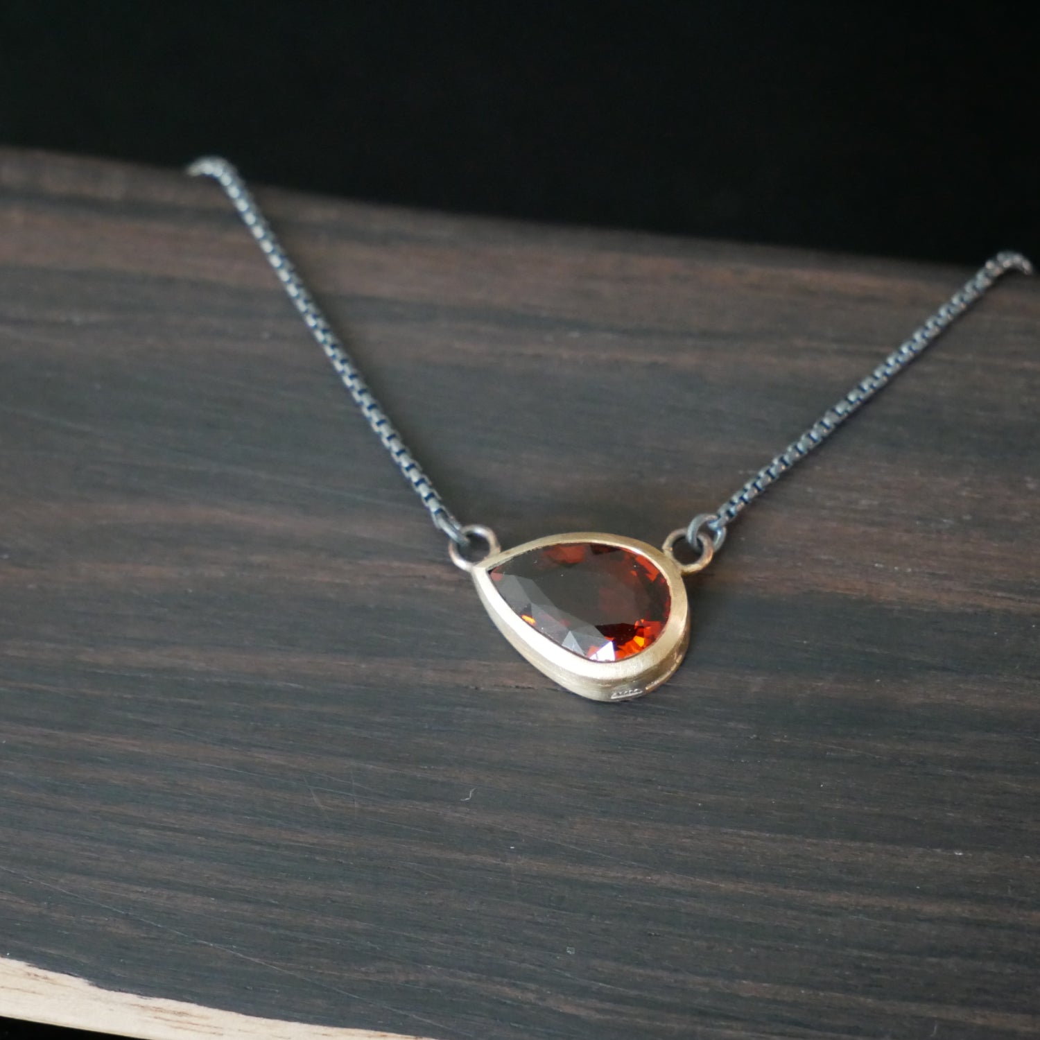 orange garnet gold and silver necklace