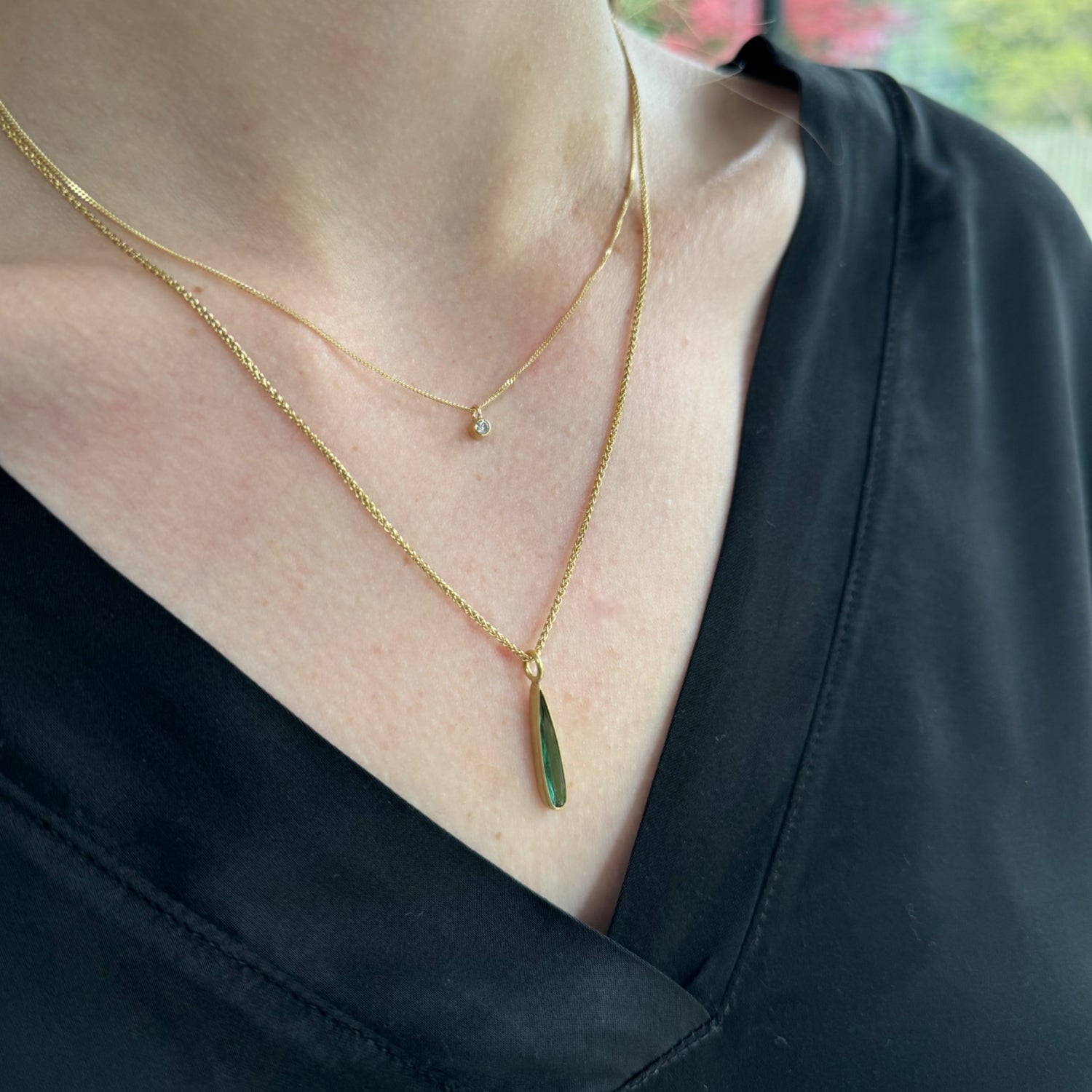 diamond and tourmaline necklace