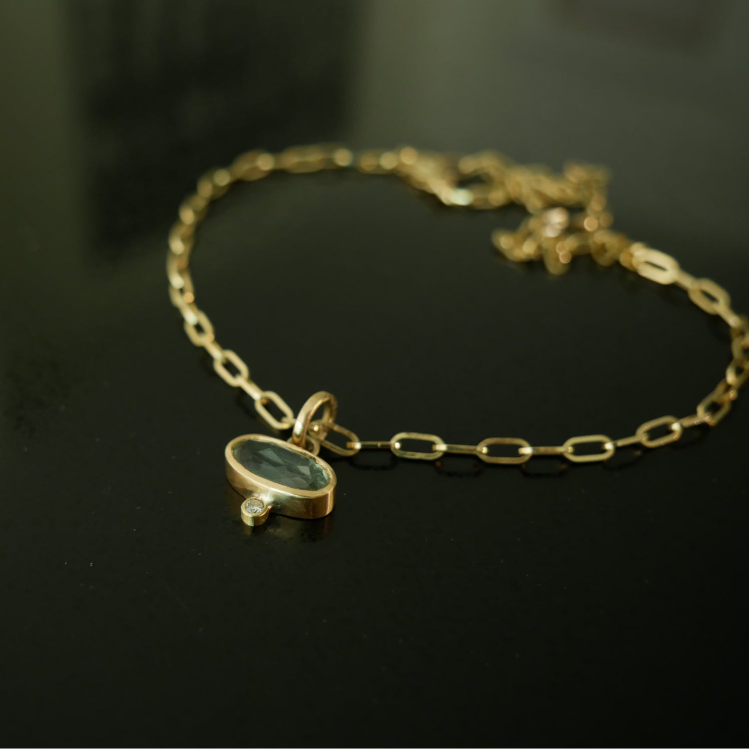 pale green tourmaline gold necklace
