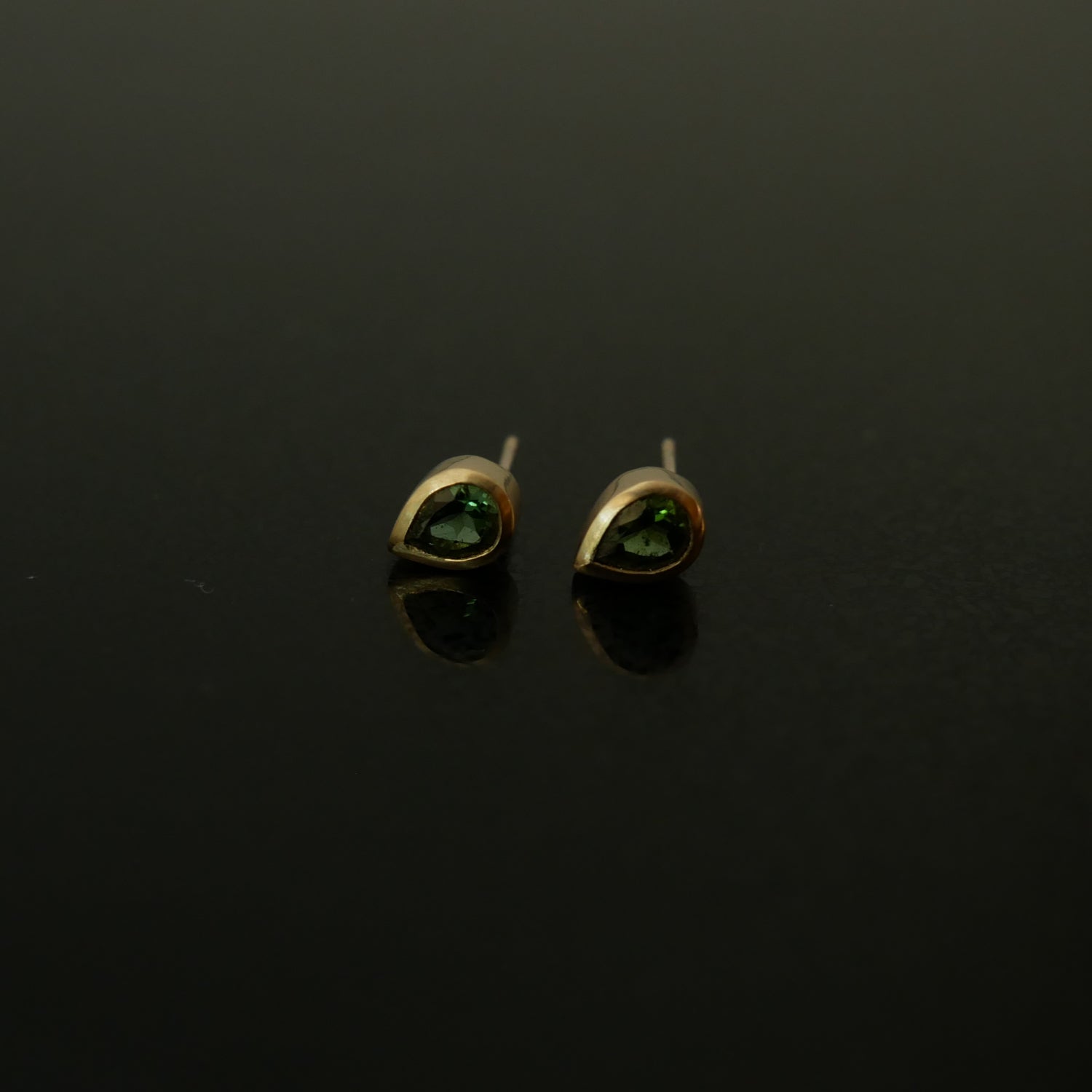 Tiny 9ct gold tourmaline drop studs