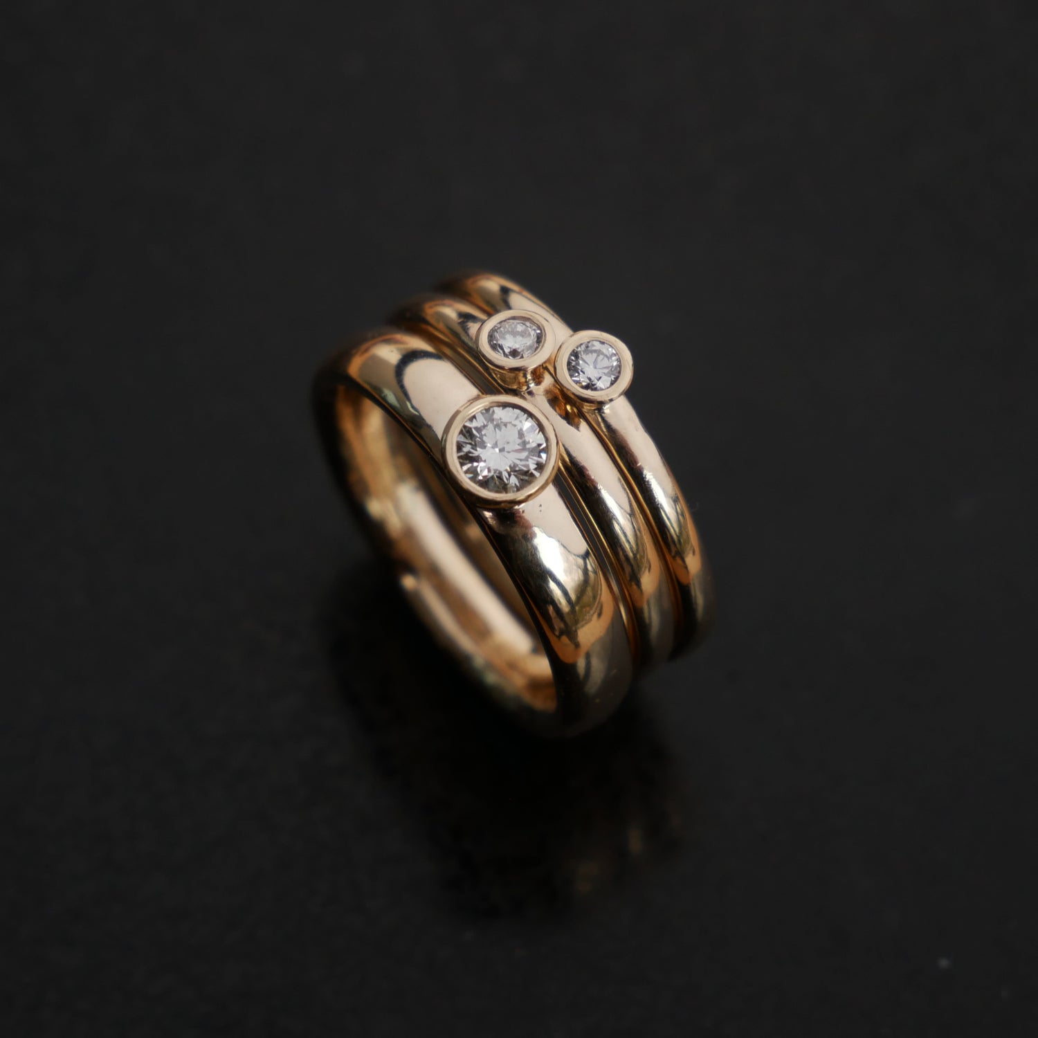 9ct gold and diamond classic stacking set