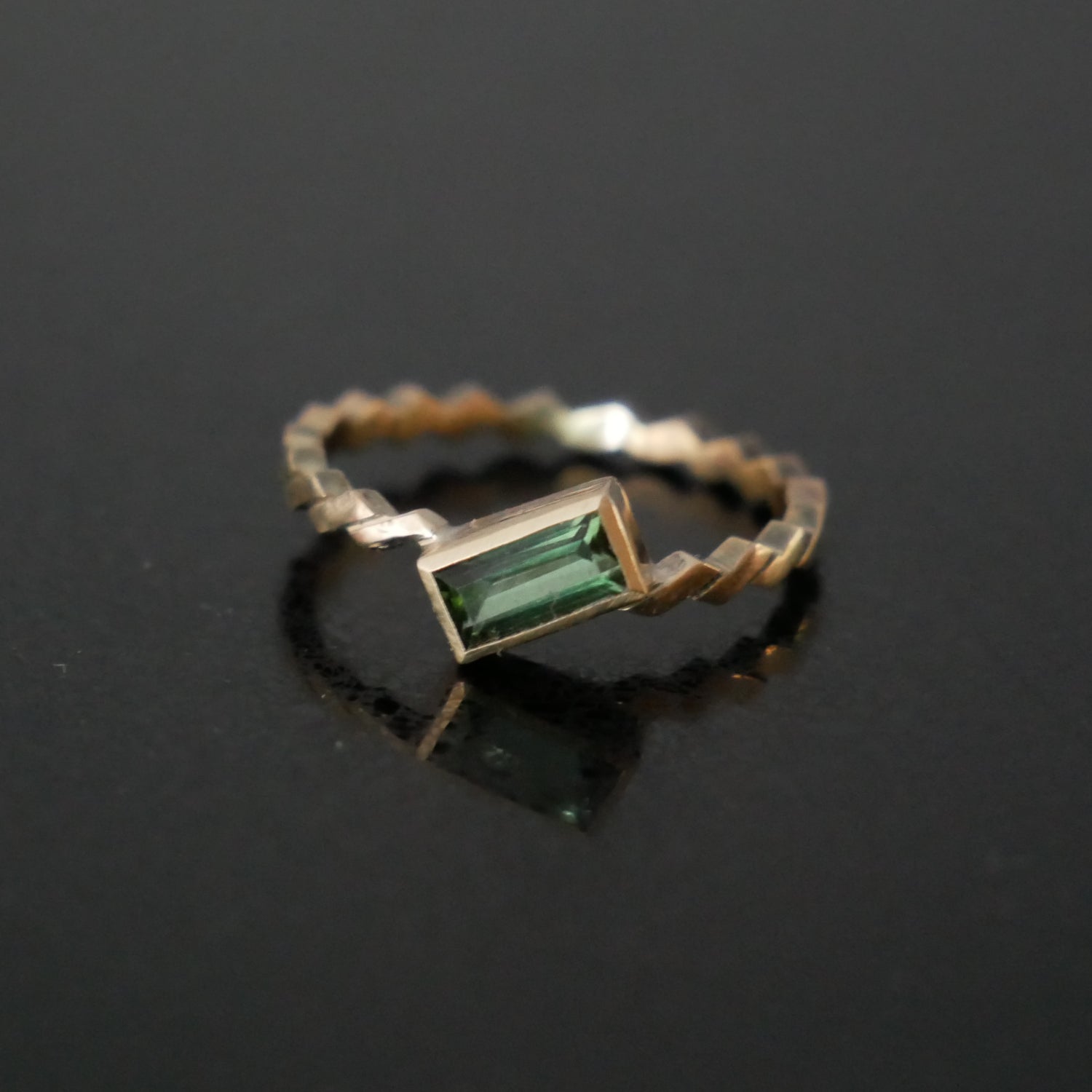 green tourmaline and zigzag ring