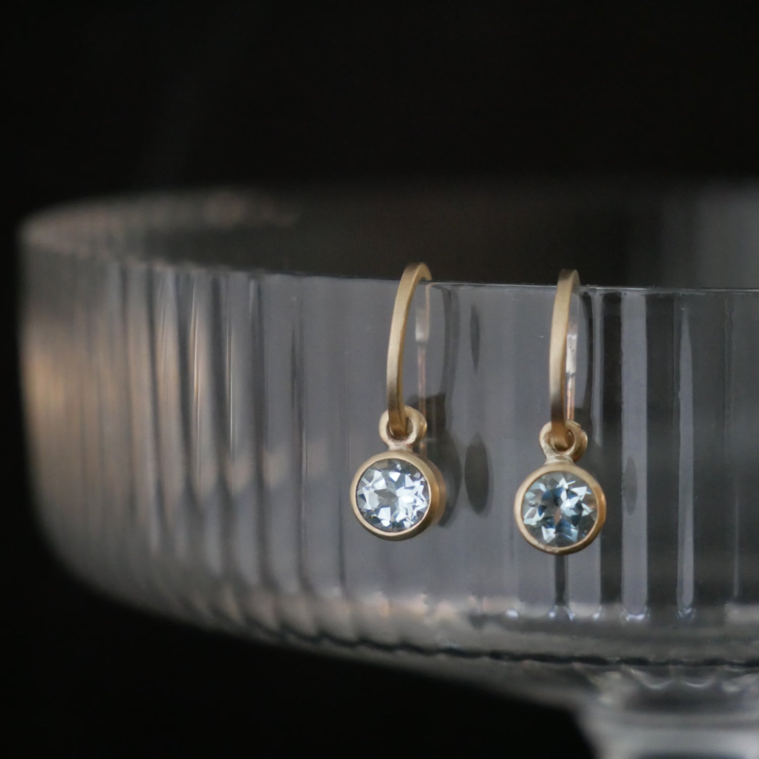 Delicate 9ct gold hoops with Topaz drops