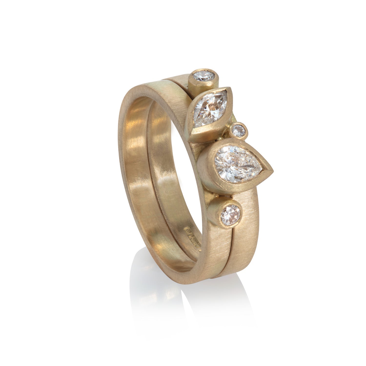 gold stacking diamond rings