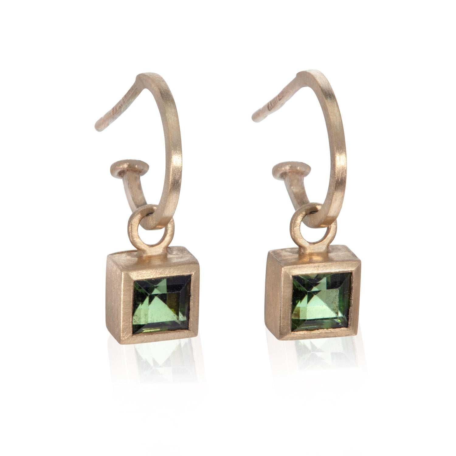 square tourmaline hoop earring